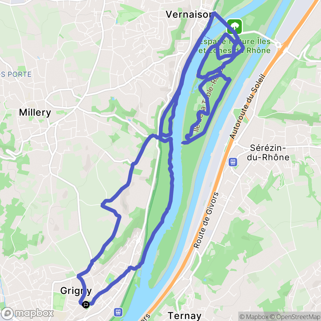 Grigny : carte du parcours de randonnée - France