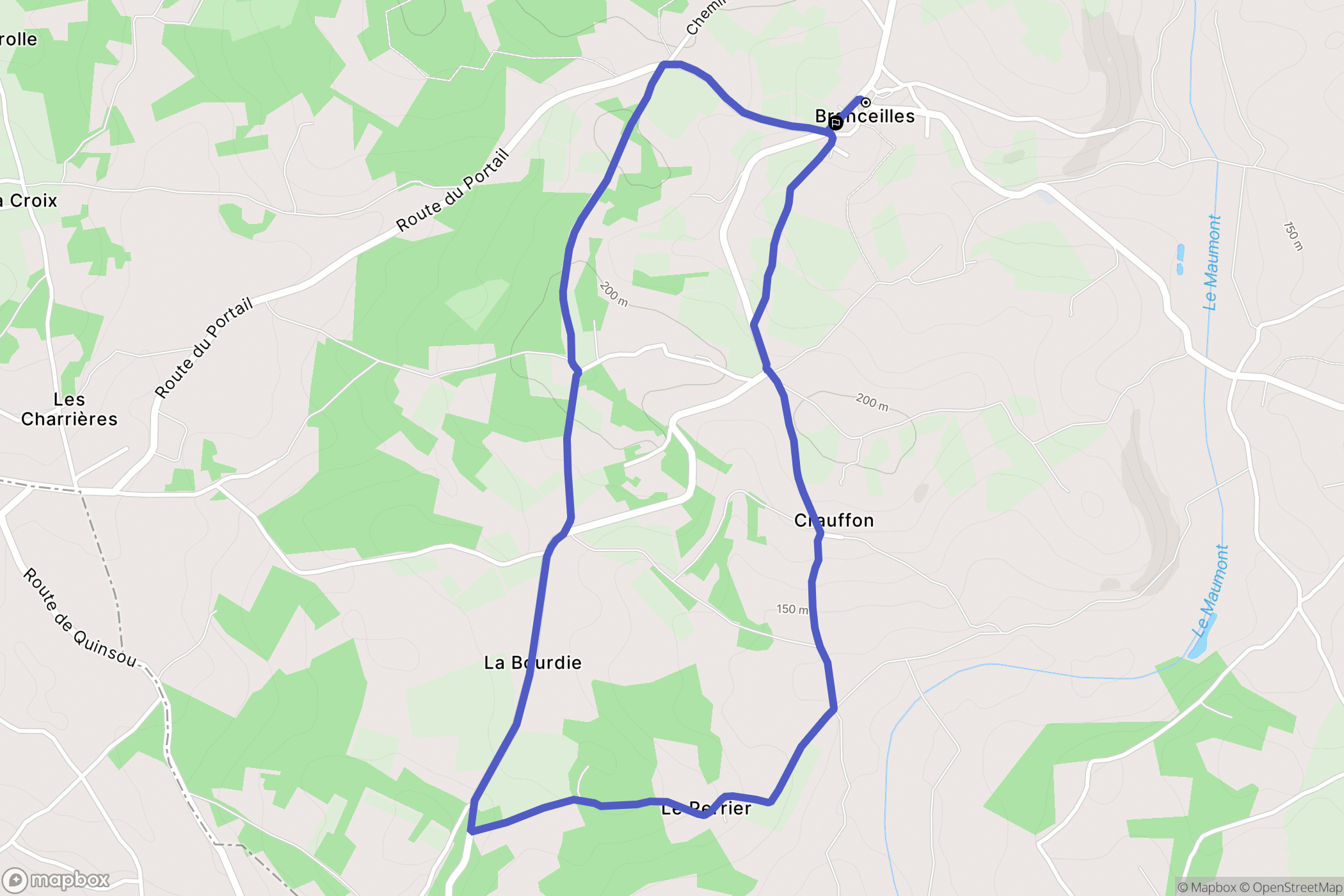 Branceilles : carte du parcours de randonnée - France