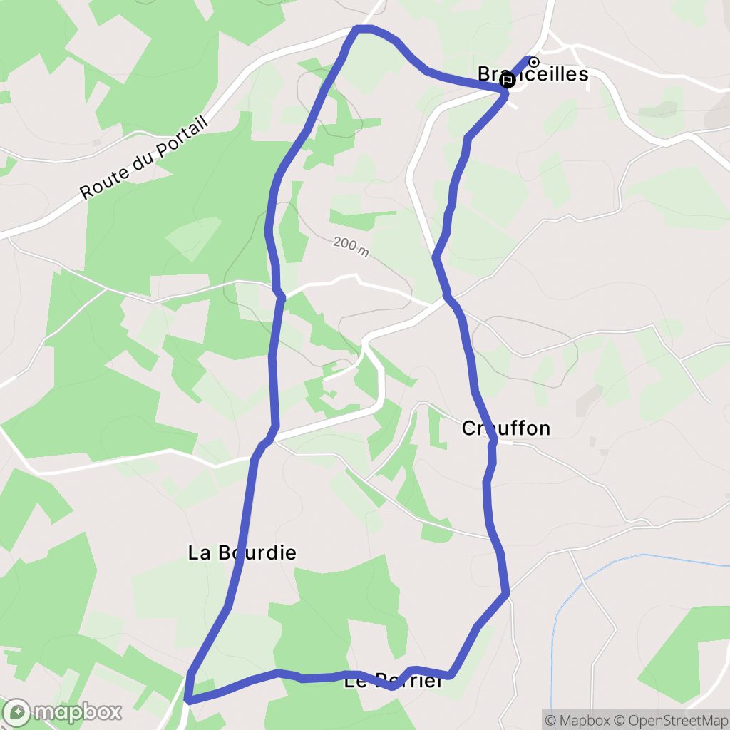Branceilles : carte du parcours de randonnée - France