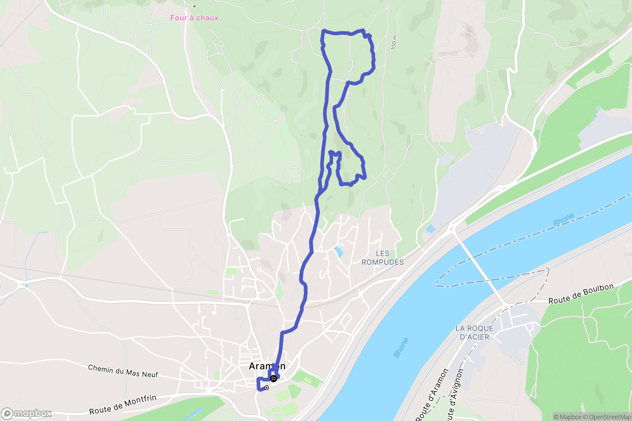 Aramon : carte du parcours de randonnée - France
