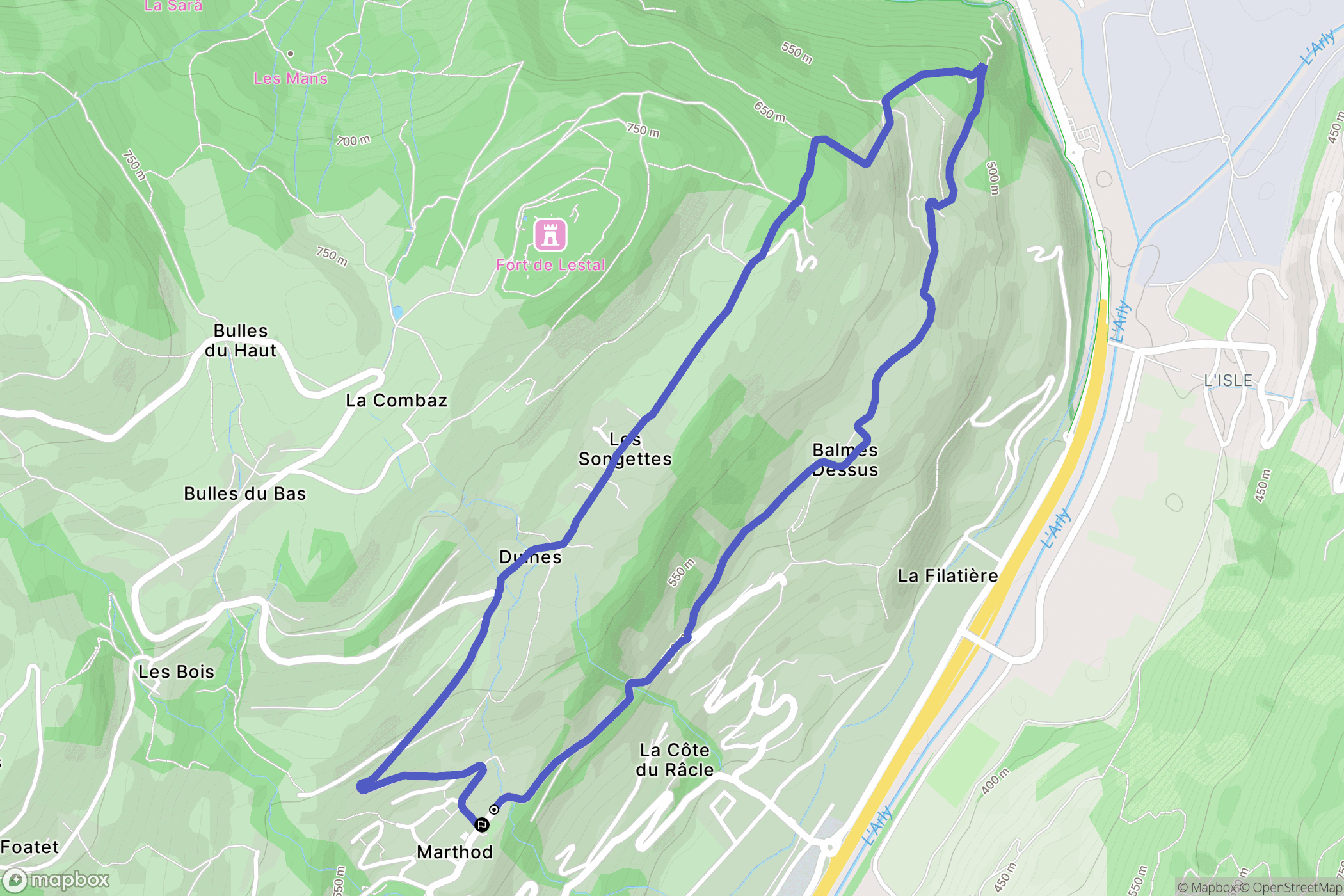 Marthod : carte du parcours de randonnée - France