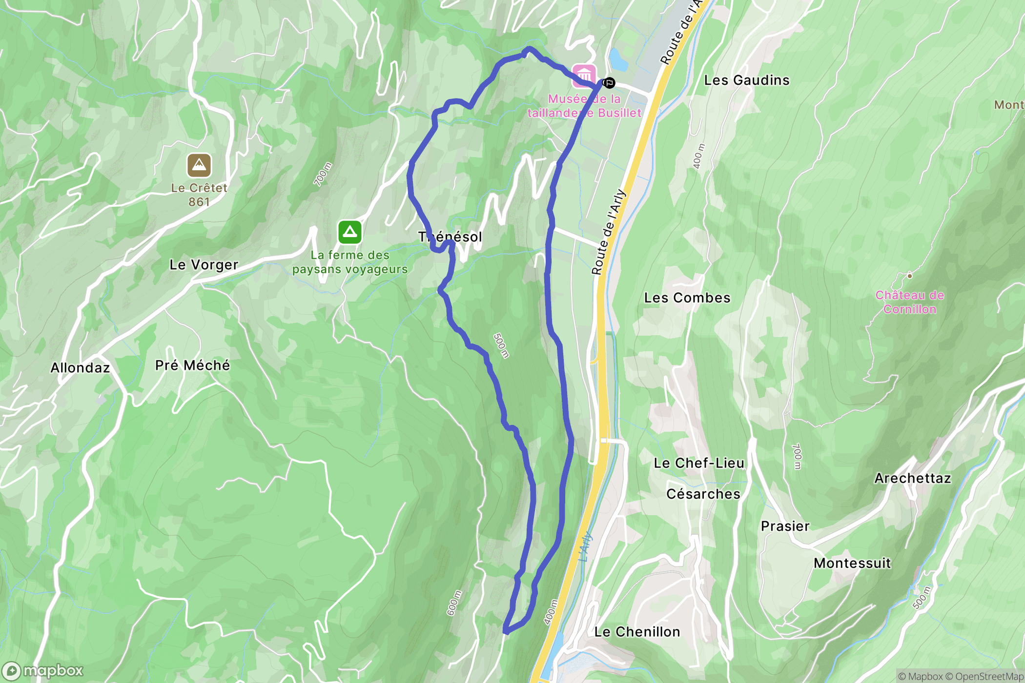 Marthod : carte du parcours de randonnée - France