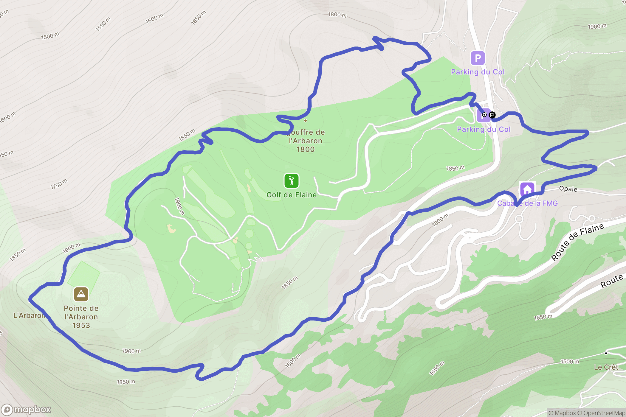 Arâches-la-Frasse : carte du parcours de randonnée - France