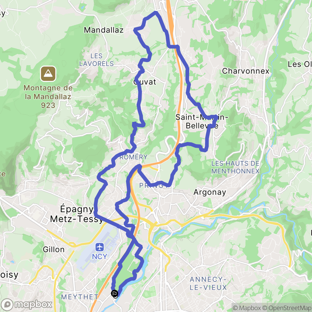 Annecy : carte du parcours de randonnée - France