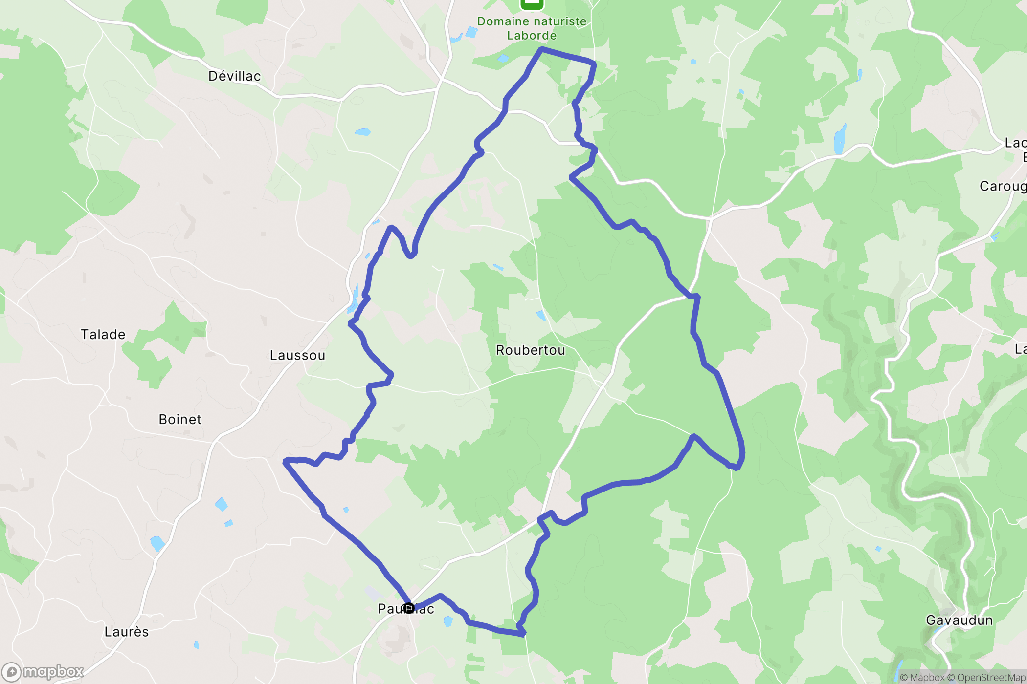 Paulhiac : carte du parcours de randonnée - France