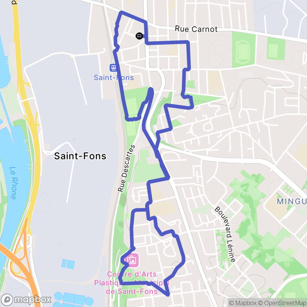 Saint-Fons : carte du parcours de randonnée - France