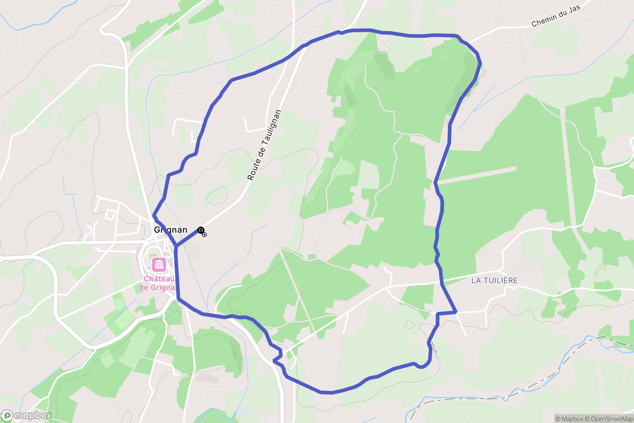 Grignan : carte du parcours de randonnée - France