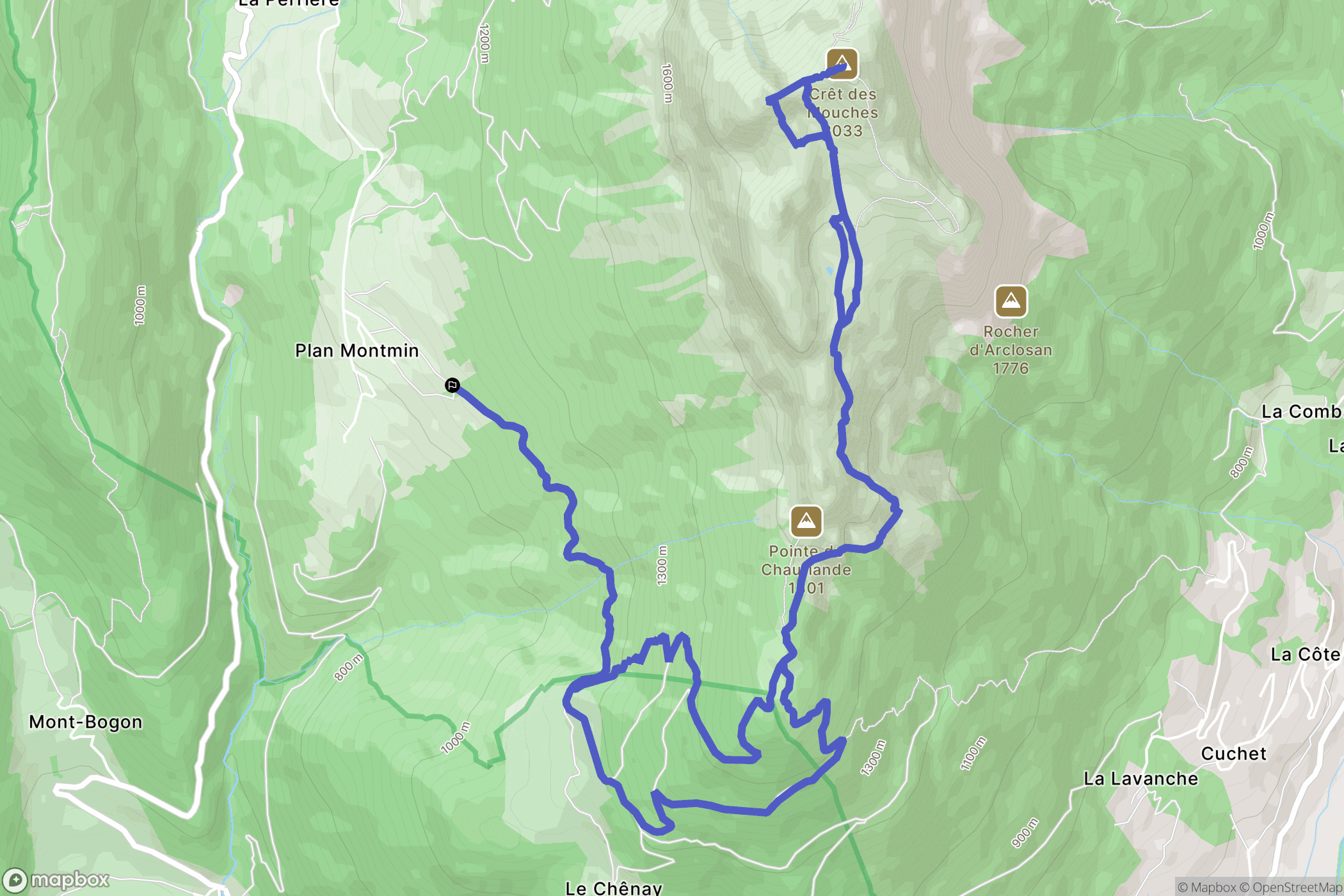 Talloires : carte du parcours de randonnée - France