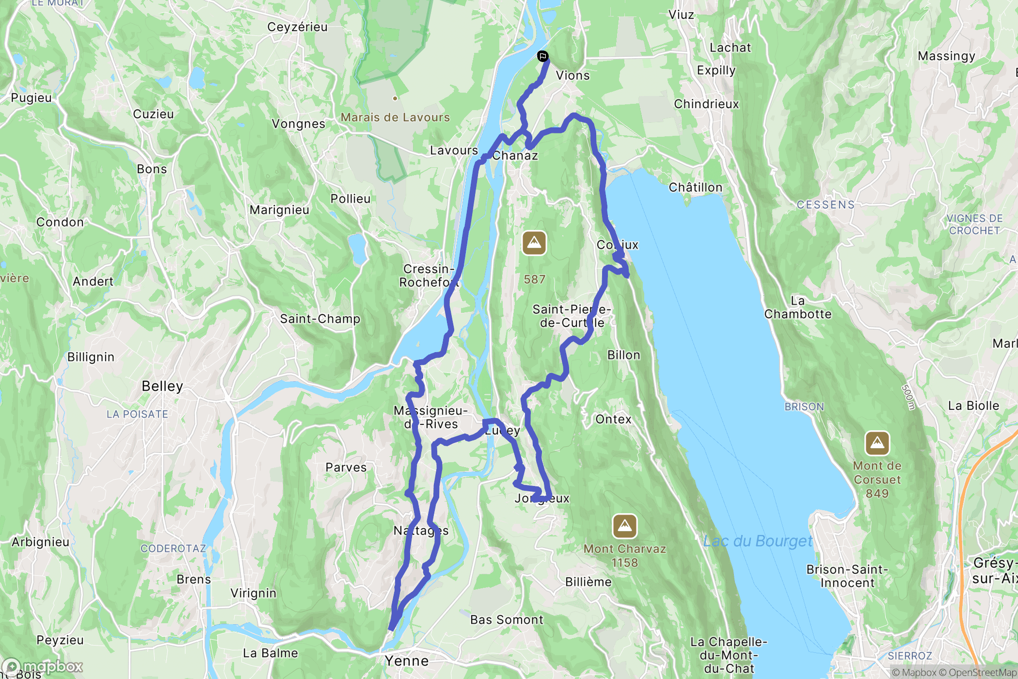 Vions : carte du parcours de randonnée - France