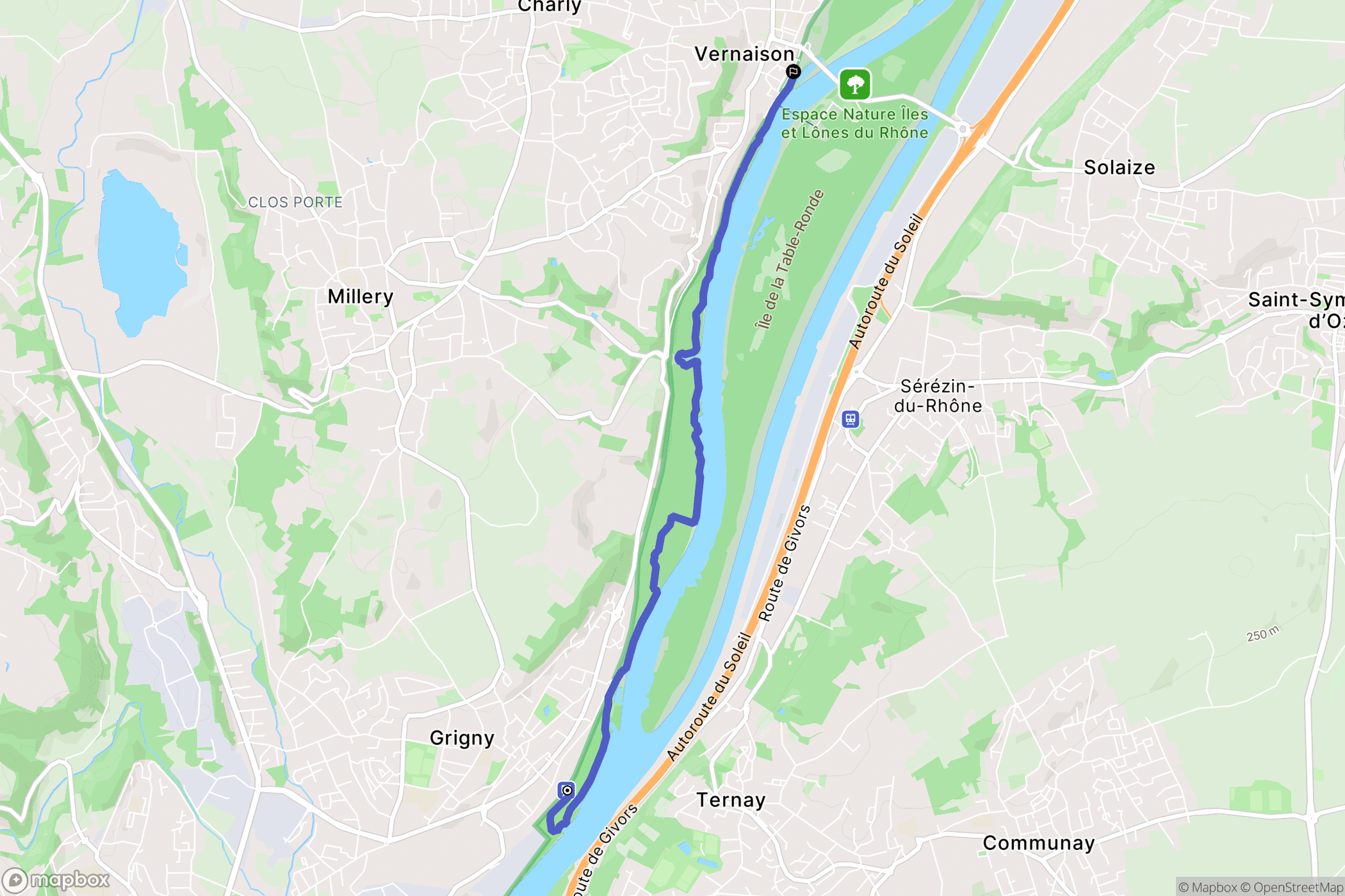 Grigny : carte du parcours de randonnée - France