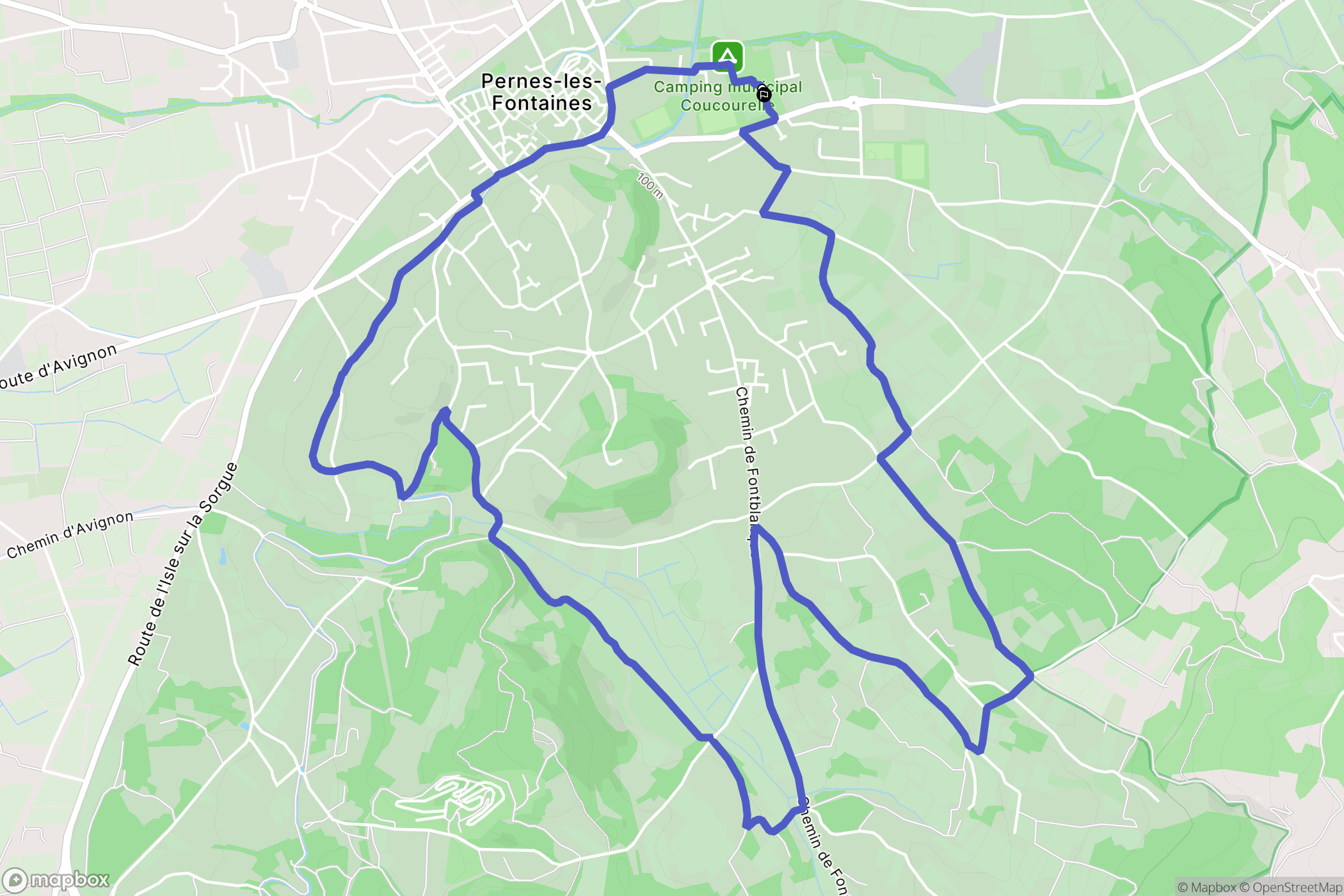 Pernes-les-Fontaines : carte du parcours de randonnée - France