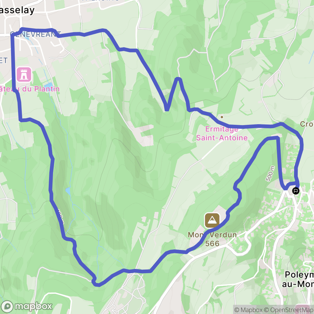 Poleymieux-au-Mont-d'Or : carte du parcours de randonnée - France