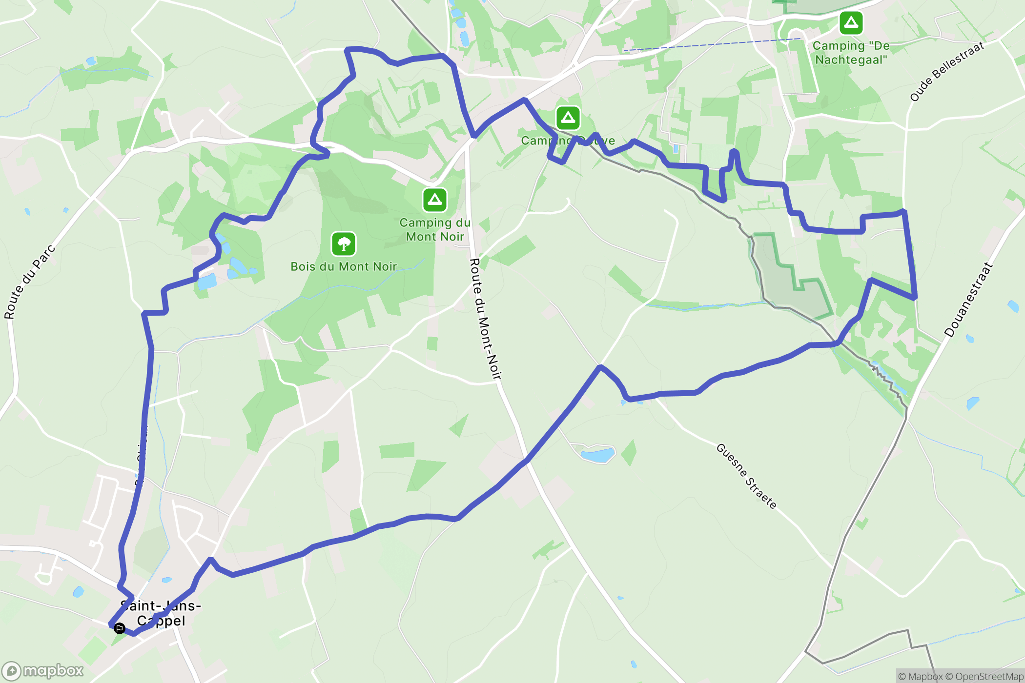 Saint Jans Cappel : carte du parcours de randonnée - France