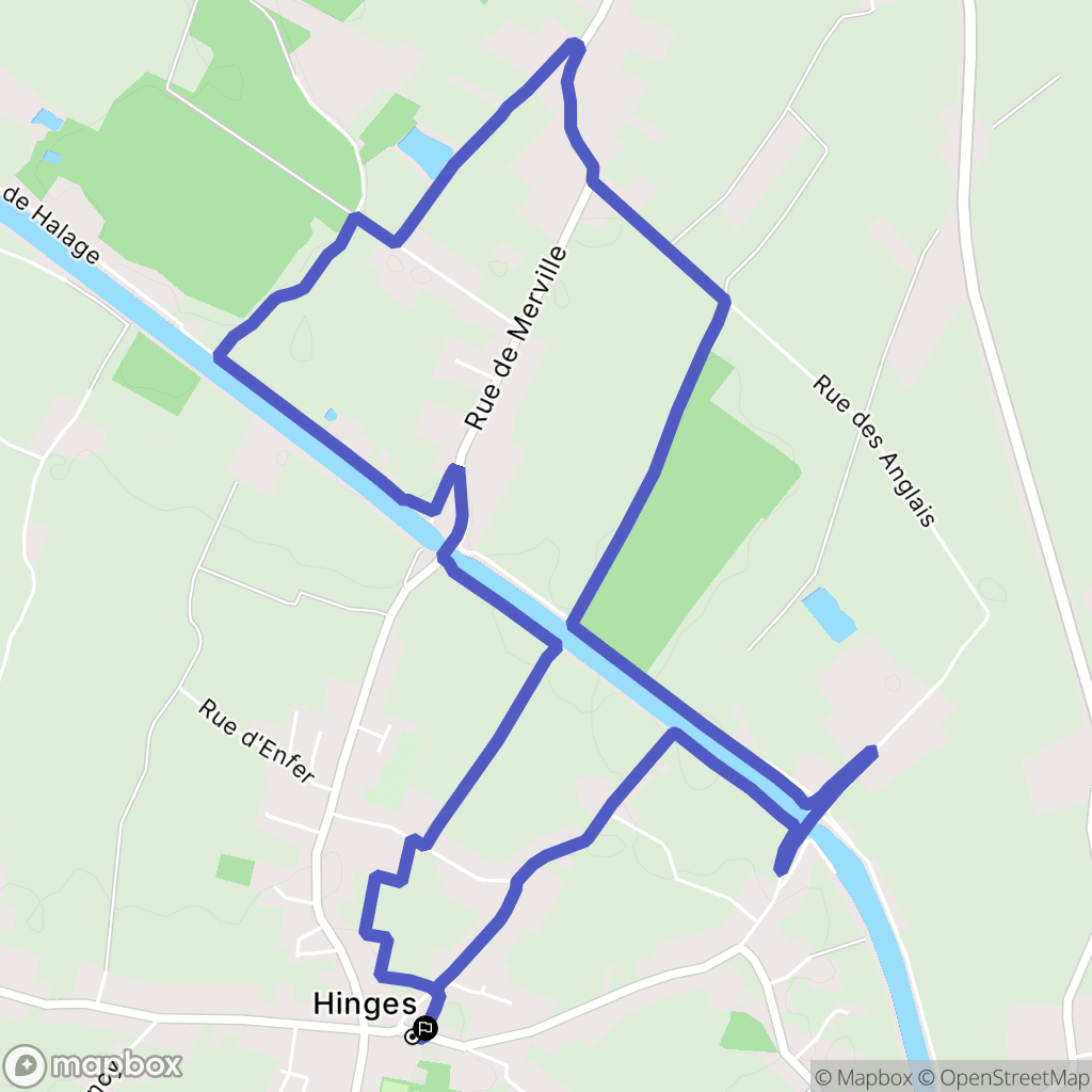 Hinges : carte du parcours de randonnée - France