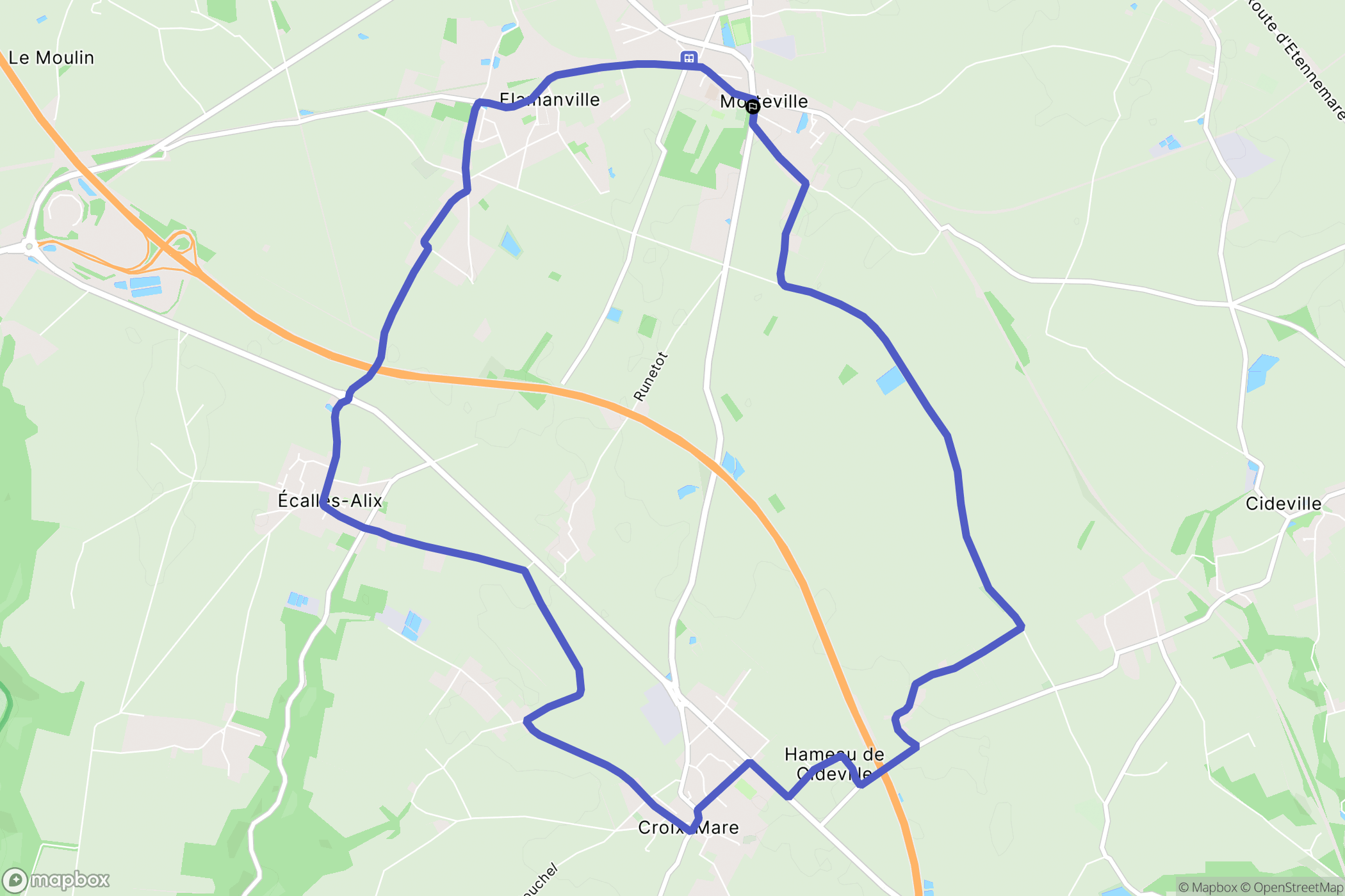 Motteville : carte du parcours de randonnée - France