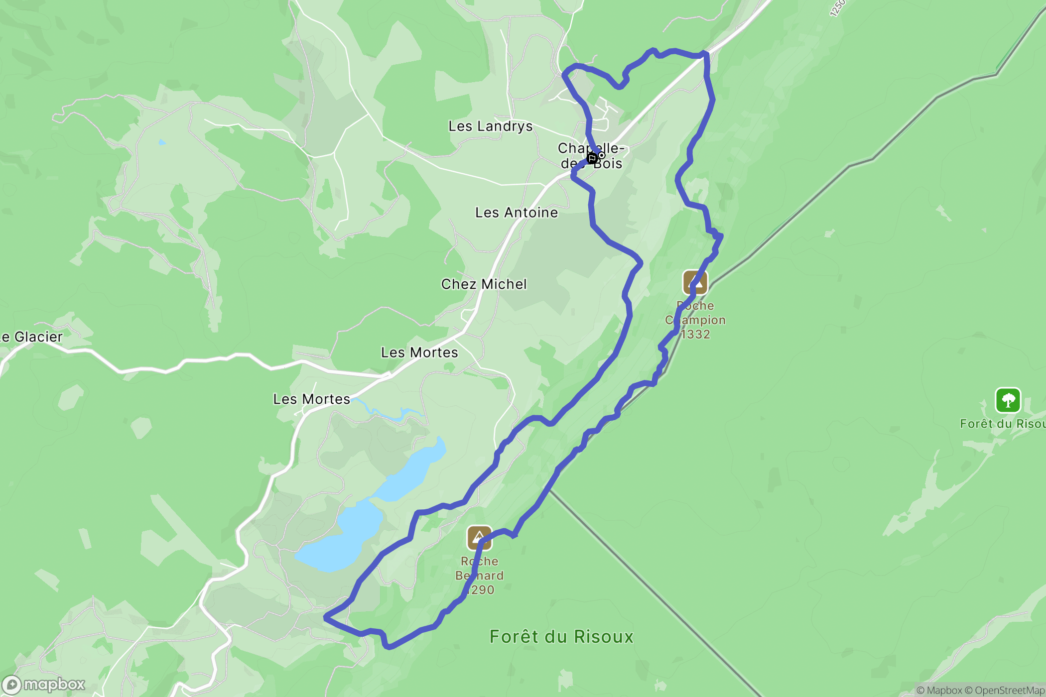 Chapelle-des-Bois : carte du parcours de randonnée - France