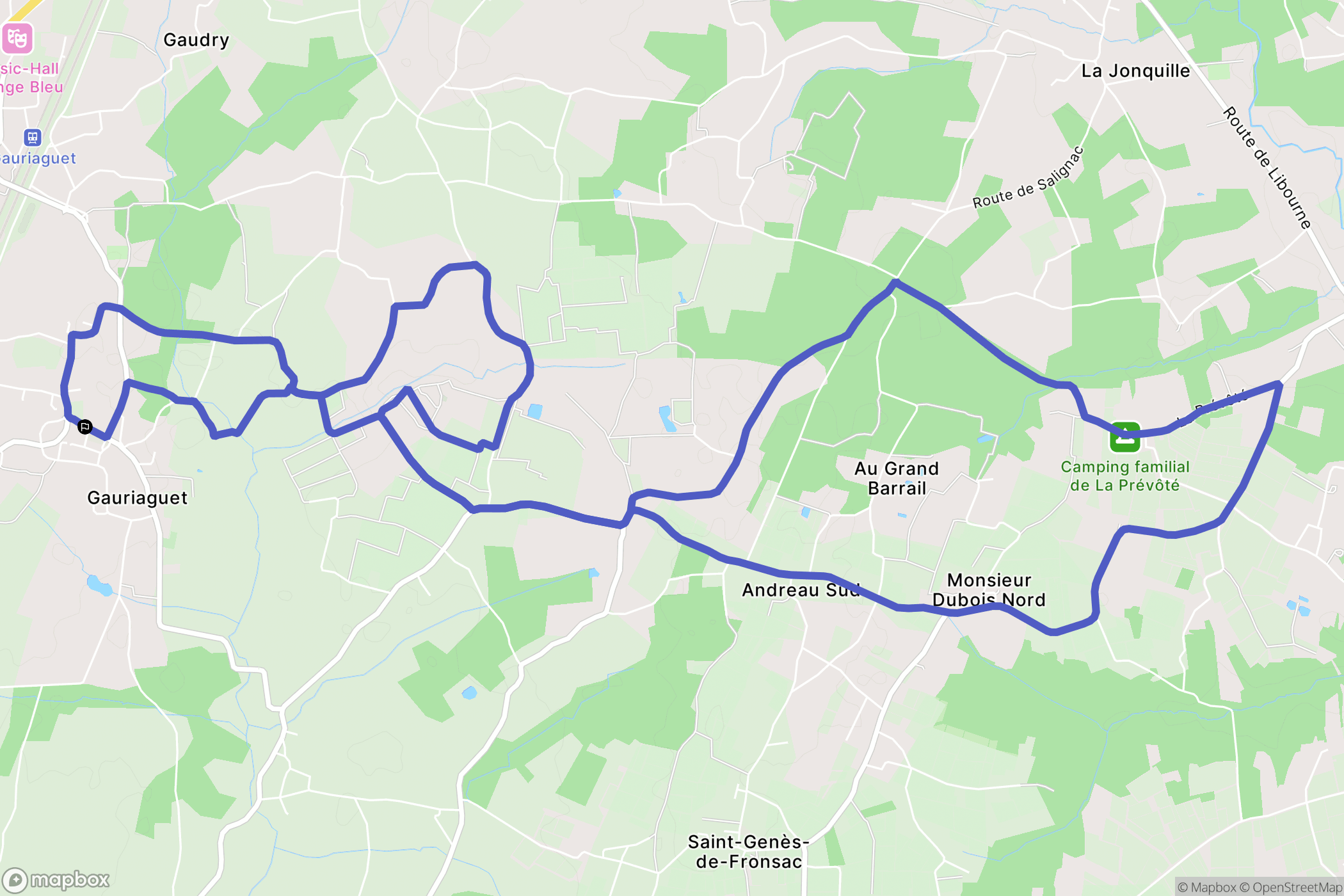 Gauriaguet : carte du parcours de randonnée - France