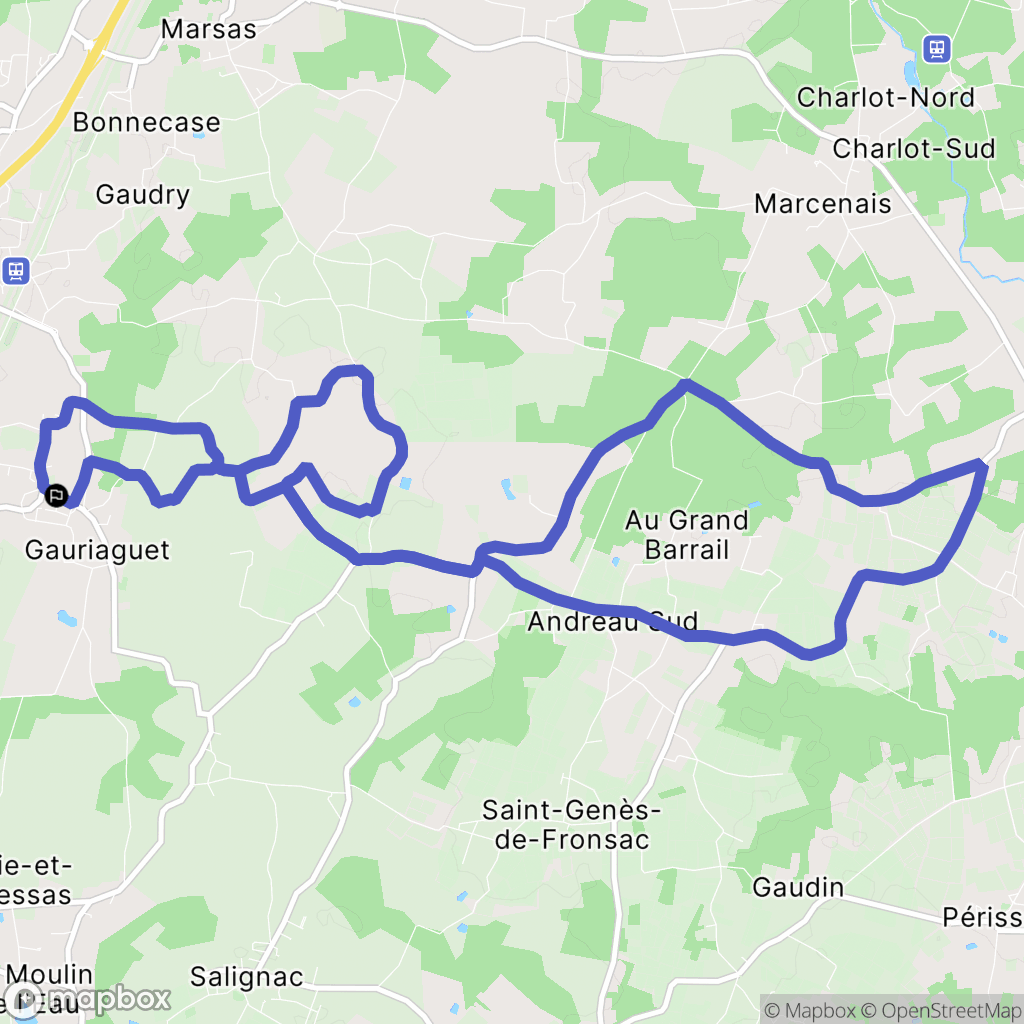 Gauriaguet : carte du parcours de randonnée - France