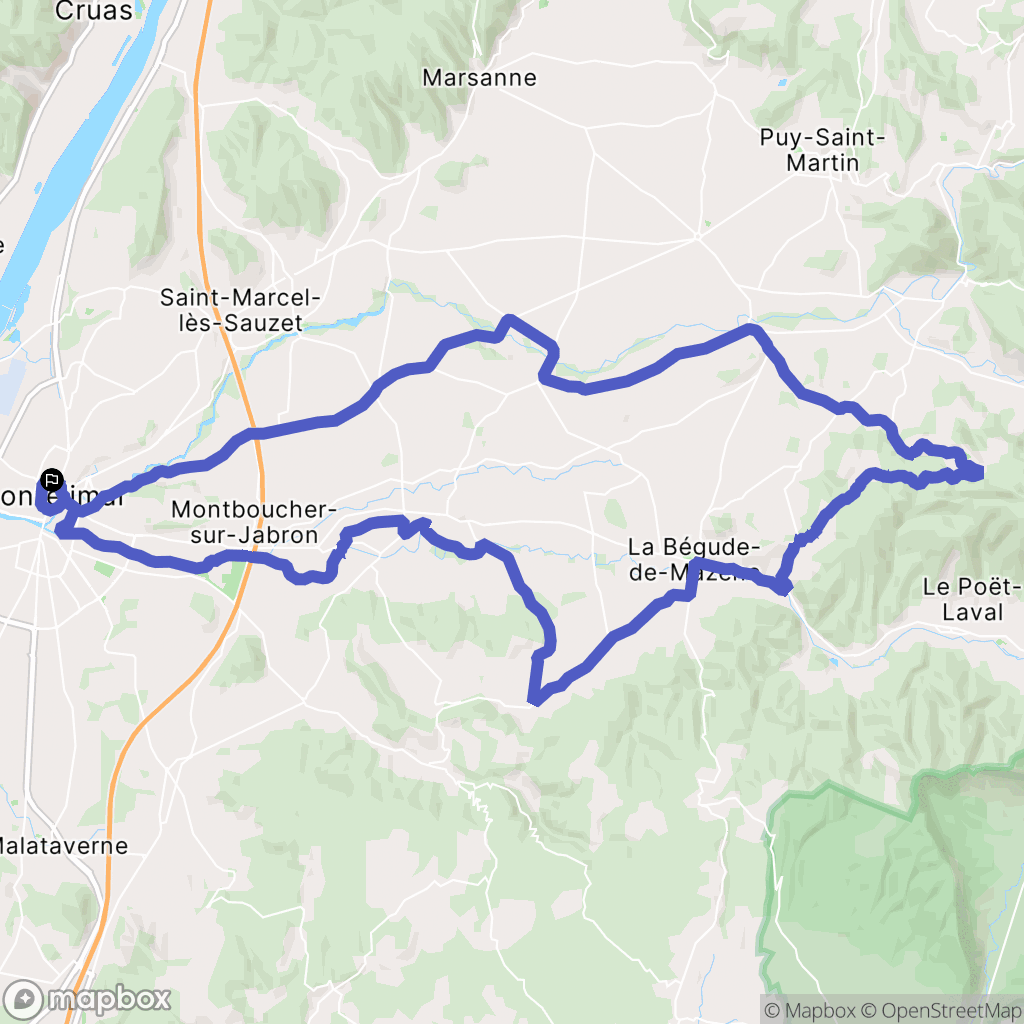 Montélimar : carte du parcours de randonnée - France