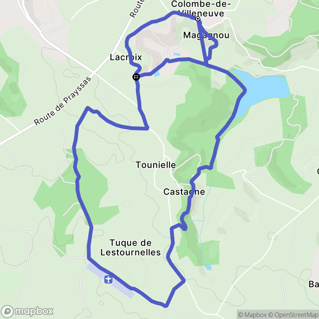 Sainte-Colombe-de-Villeneuve : carte du parcours de randonnée - France