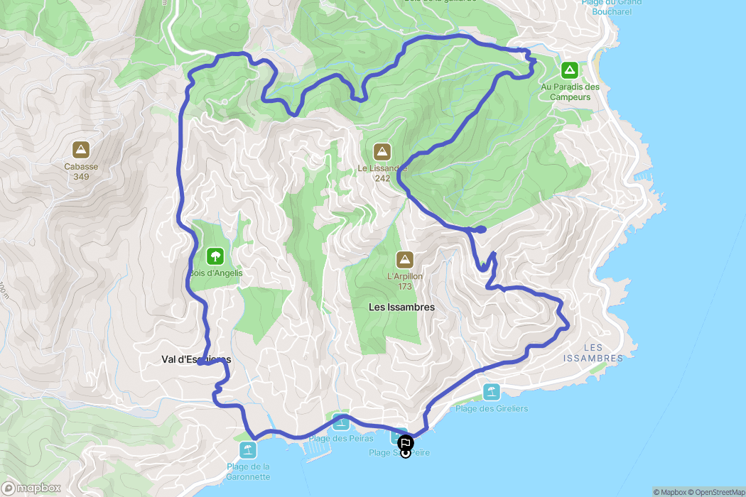 Roquebrune-sur-Argens : carte du parcours de randonnée - France