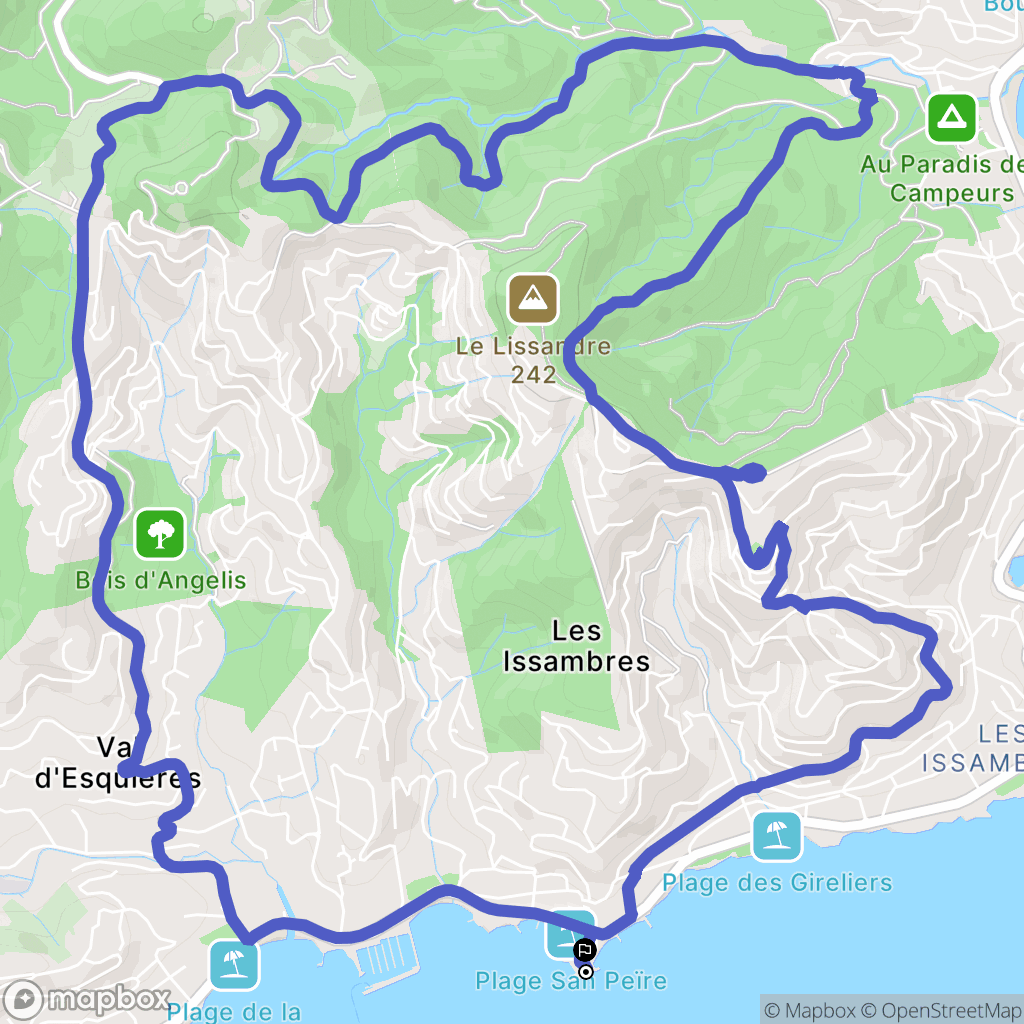 Roquebrune-sur-Argens : carte du parcours de randonnée - France