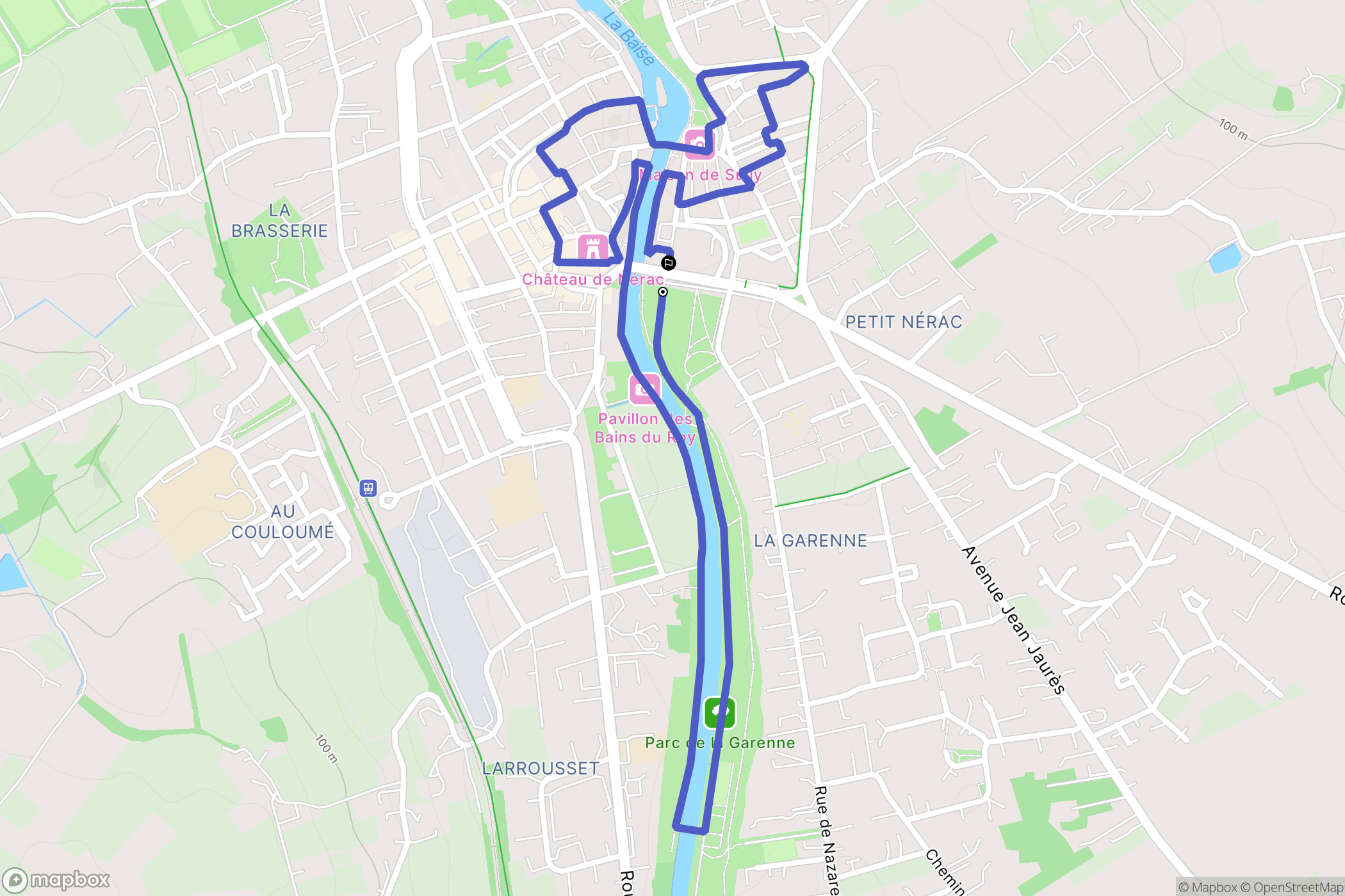 Nérac : carte du parcours de randonnée - France