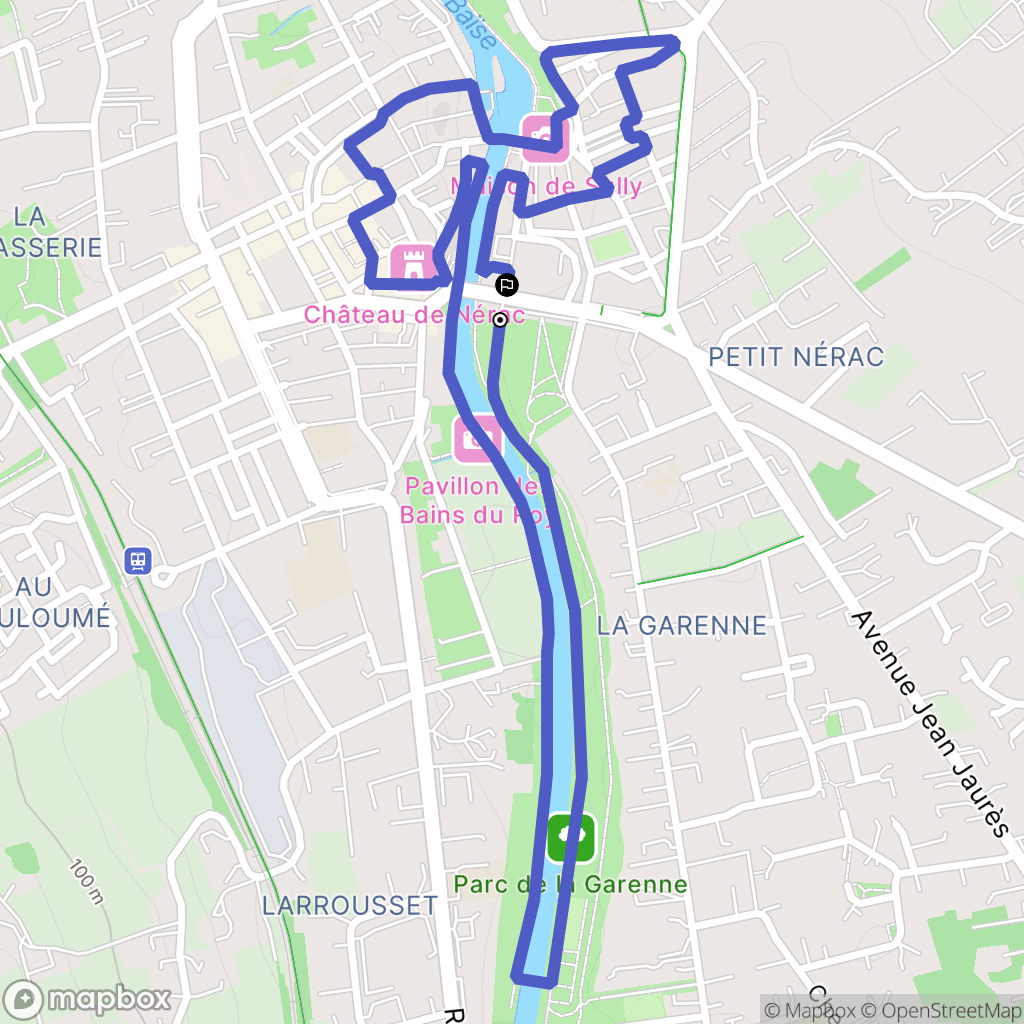 Nérac : carte du parcours de randonnée - France