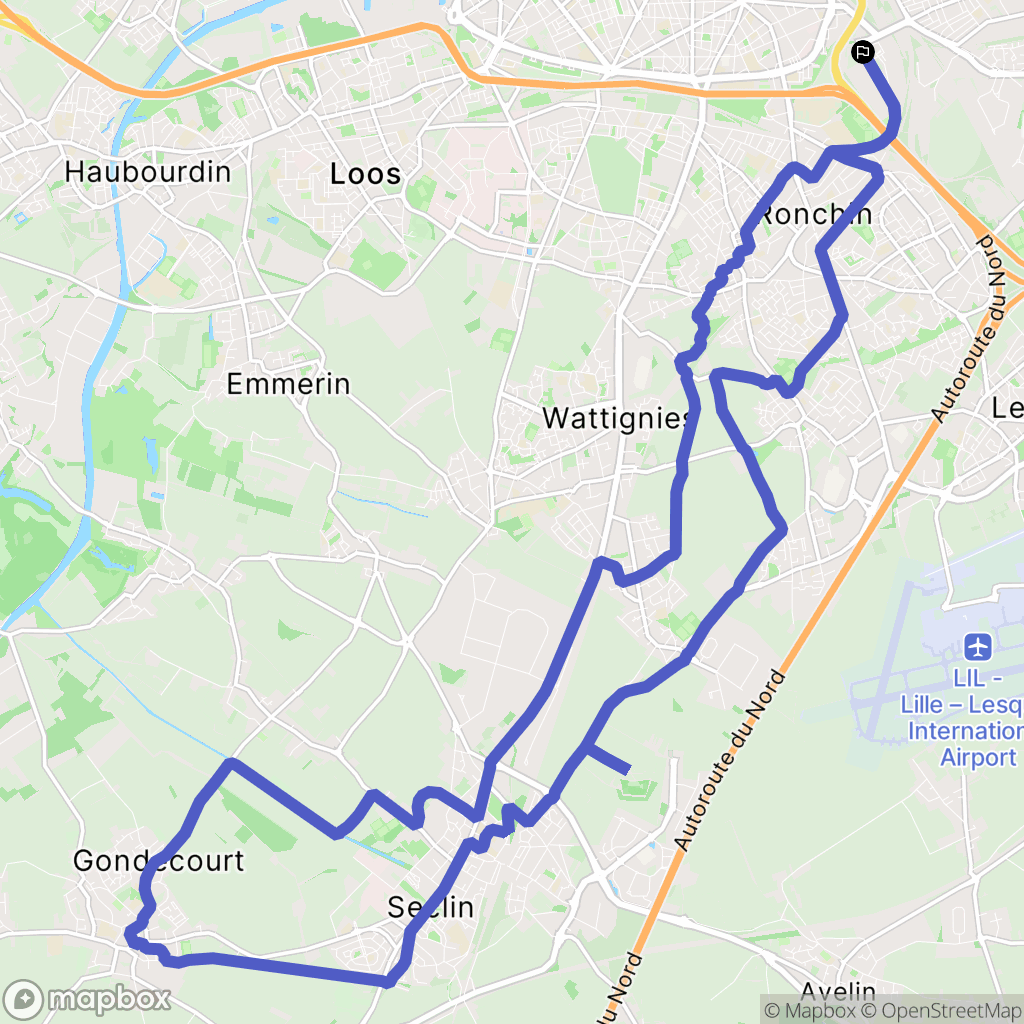 Lille : carte du parcours de randonnée - France