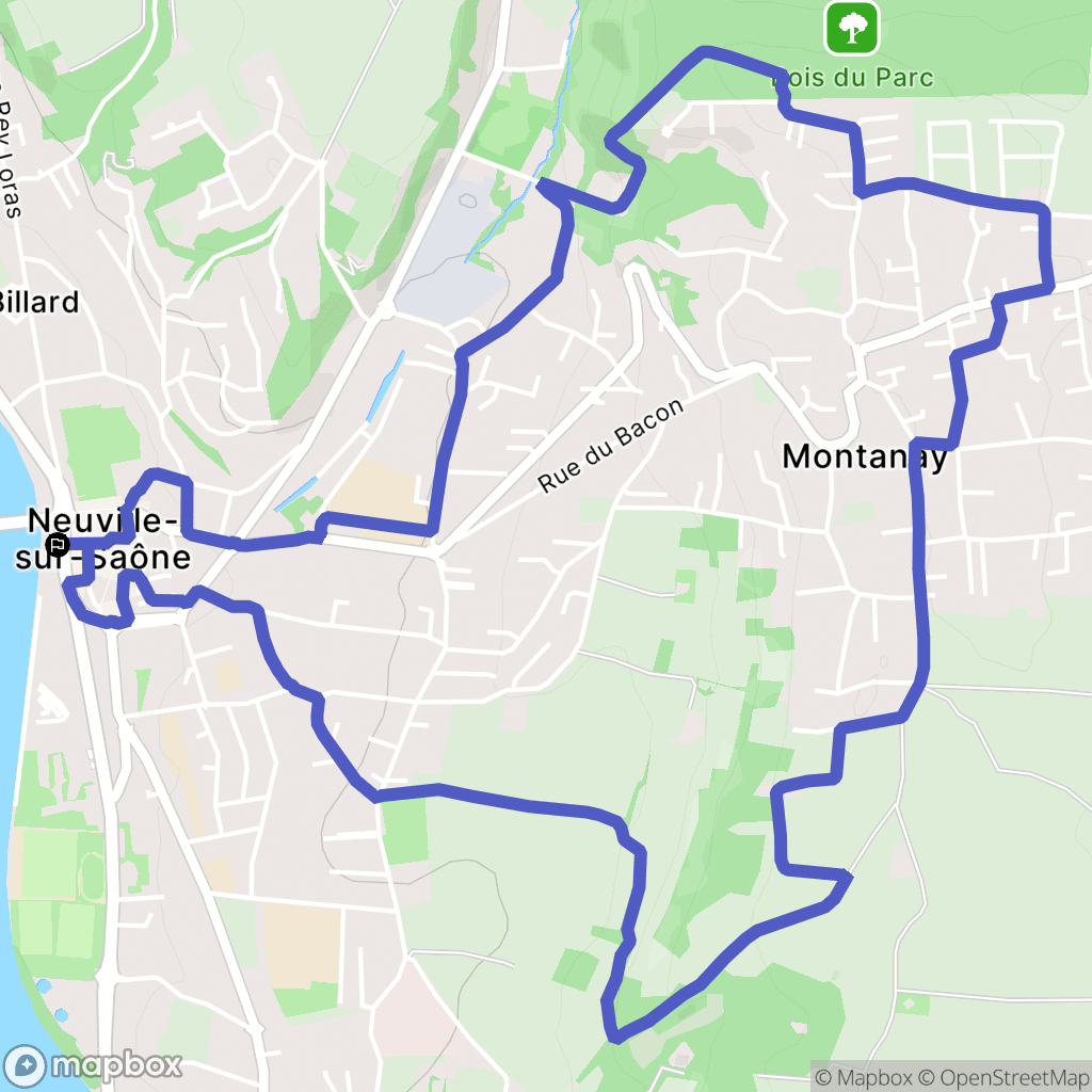 Neuville-sur-Saône : carte du parcours de randonnée - France