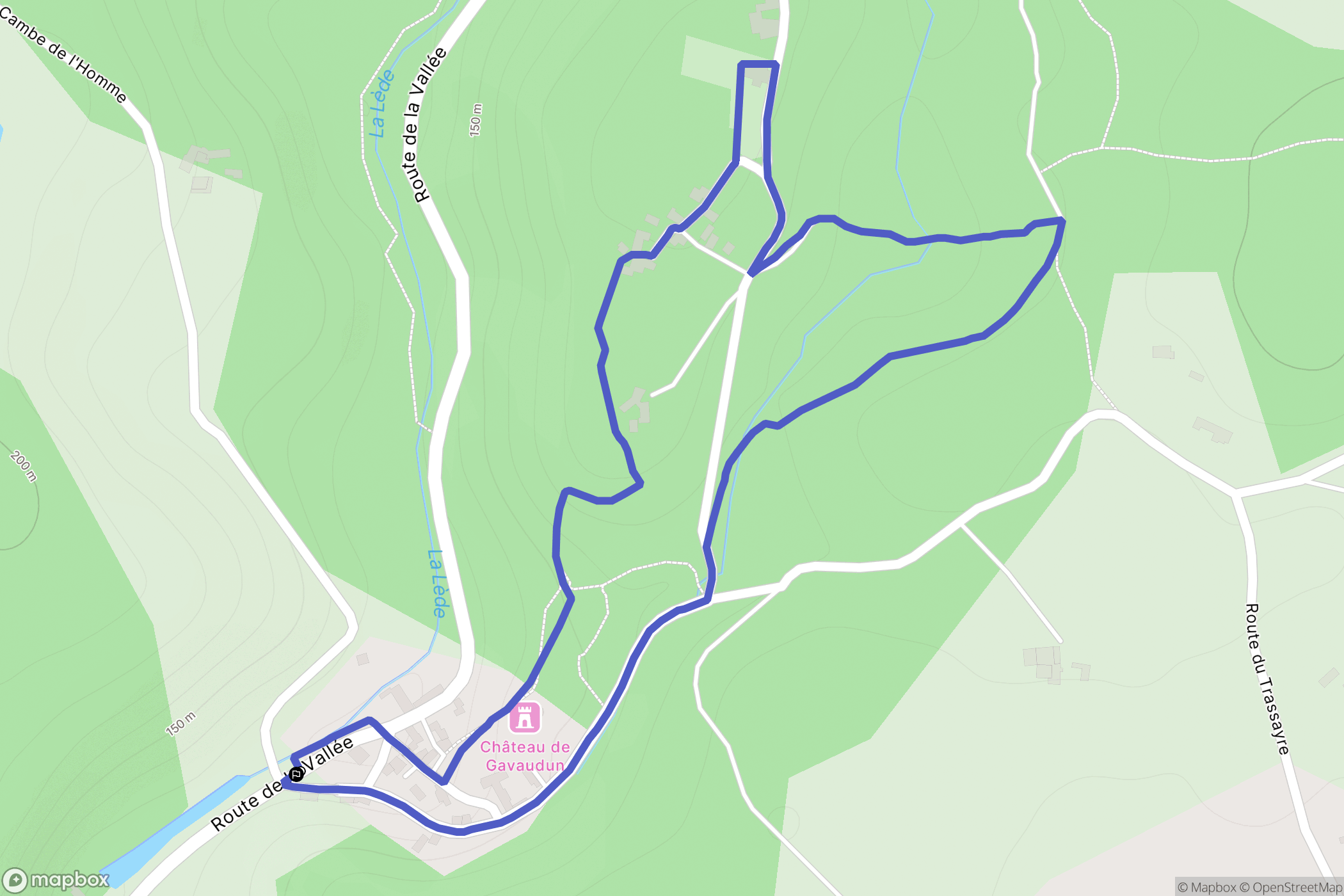 Gavaudun : carte du parcours de randonnée - France