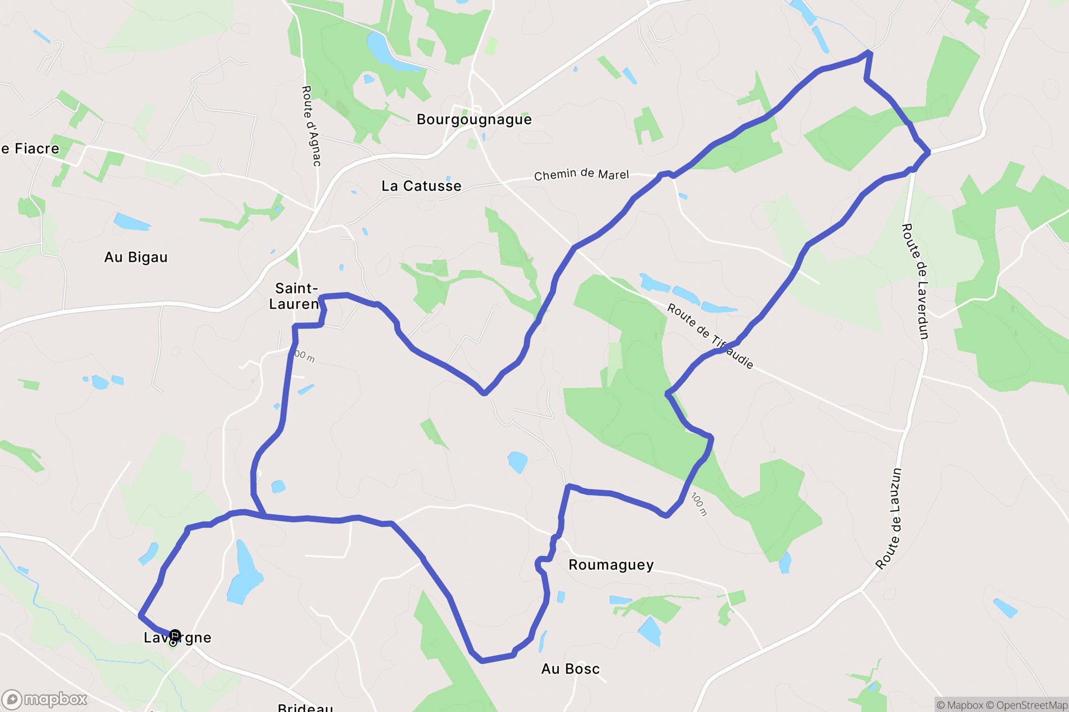Lavergne : carte du parcours de randonnée - France