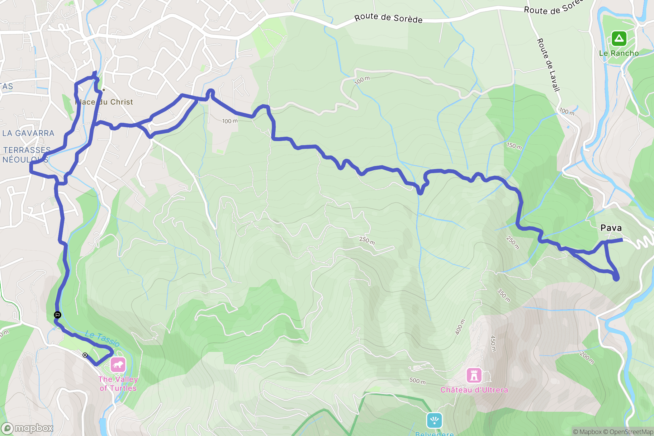 Sorède : carte du parcours de randonnée - France