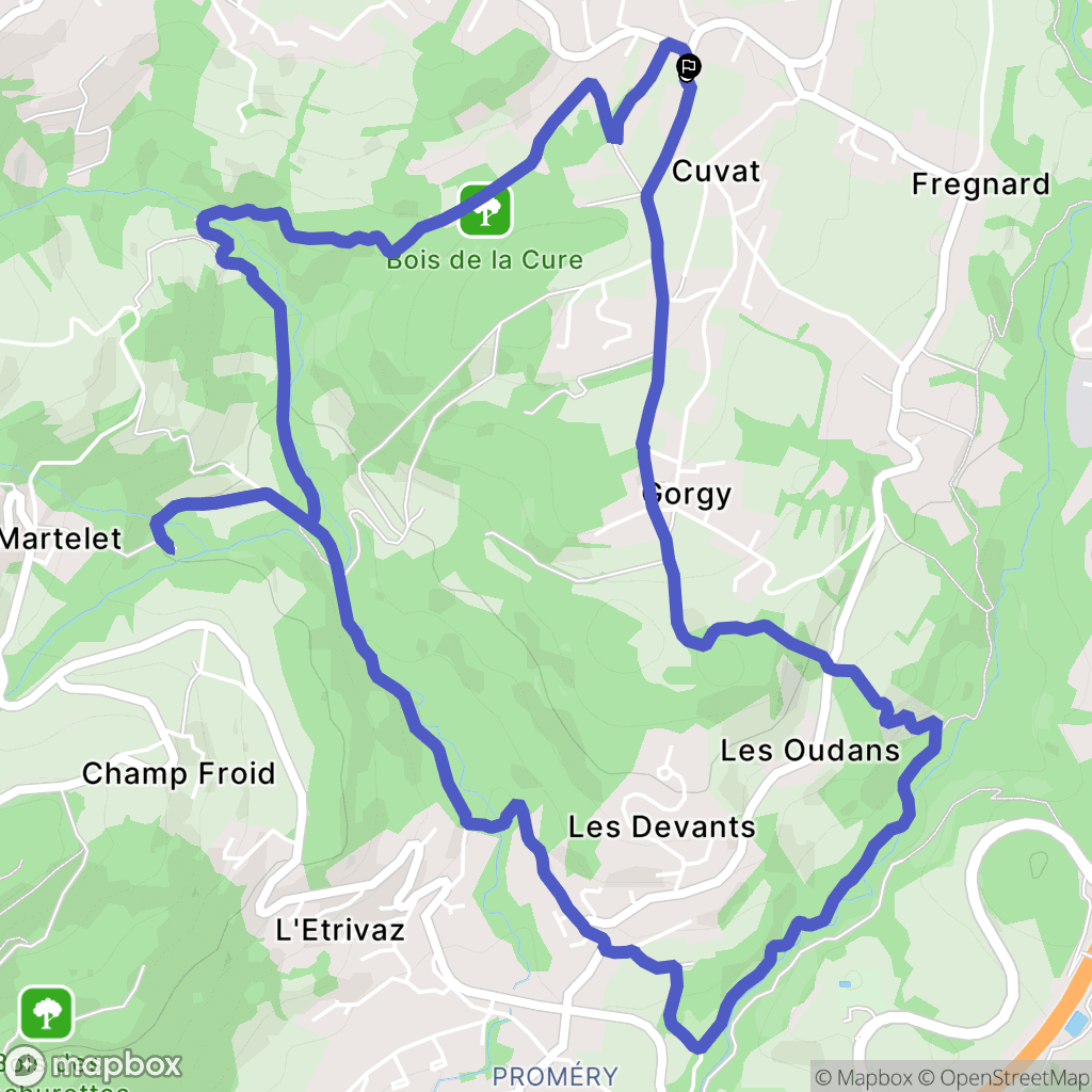 Cuvat : carte du parcours de randonnée - France