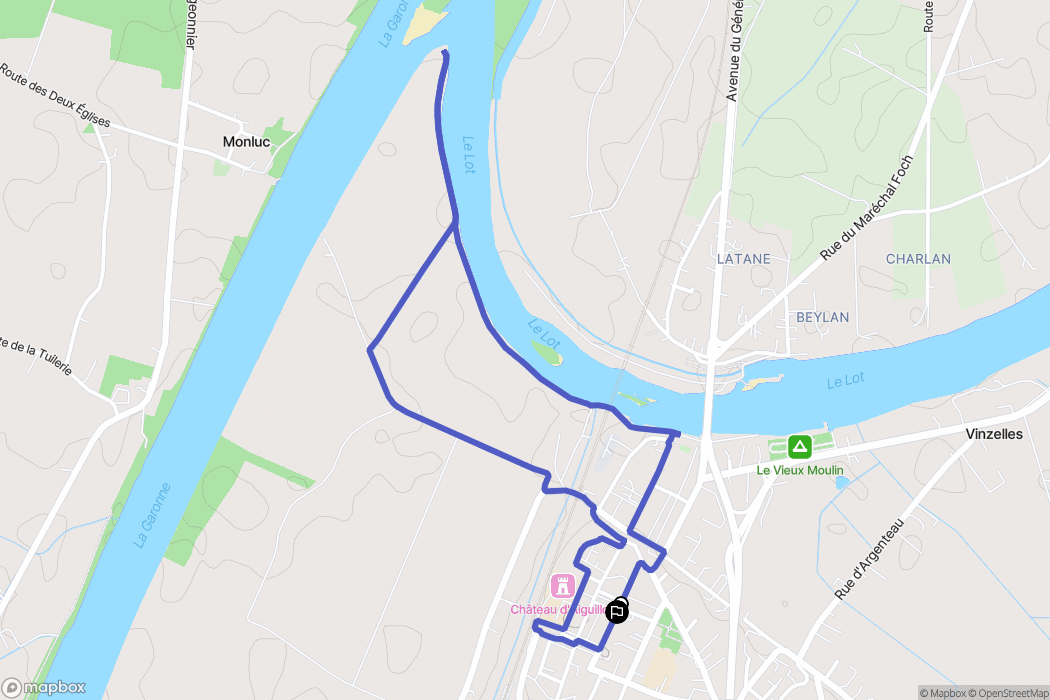 Aiguillon : carte du parcours de randonnée - France