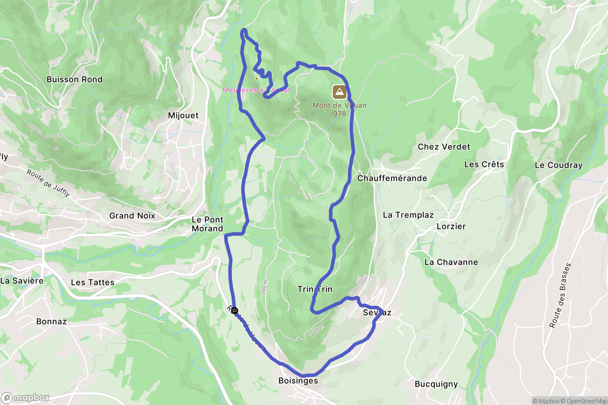 Viuz-en-Sallaz : carte du parcours de randonnée - France