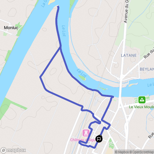 Aiguillon : carte du parcours de randonnée - France