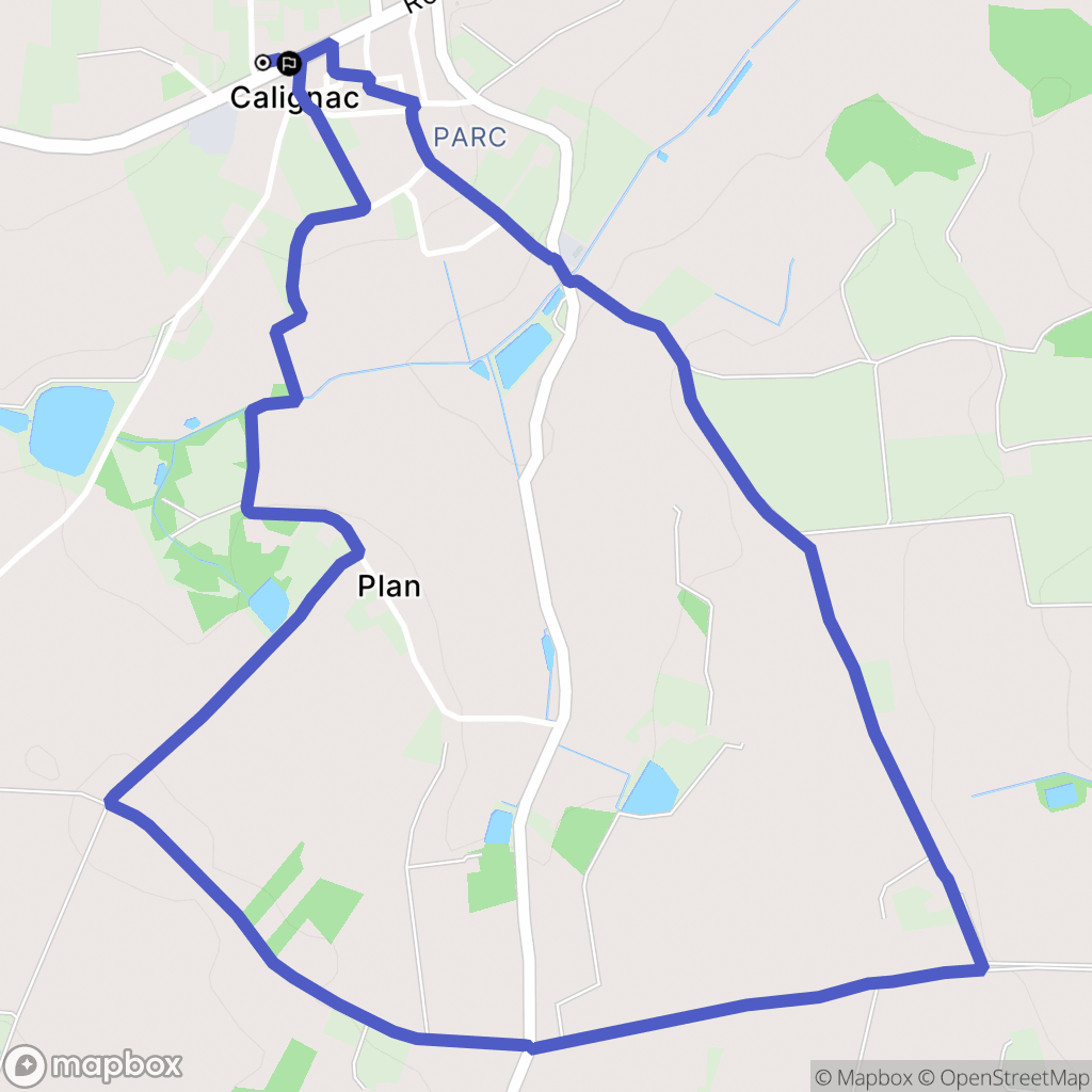 Calignac : carte du parcours de randonnée - France