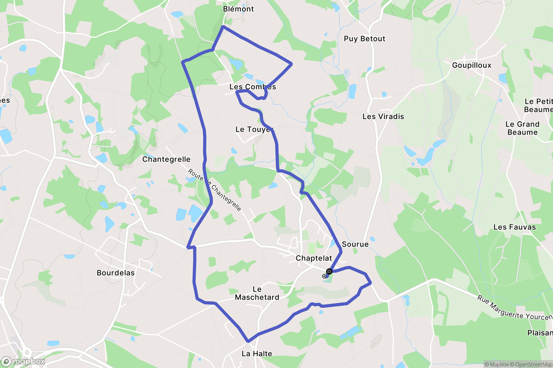 Chaptelat : carte du parcours de randonnée - France