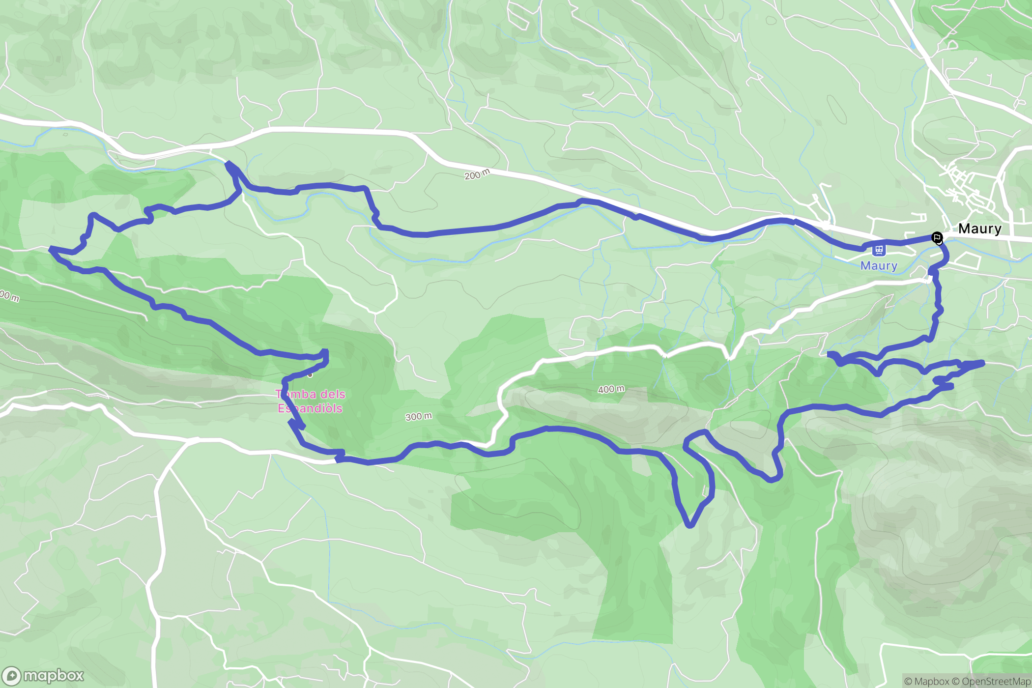 Maury : carte du parcours de randonnée - France