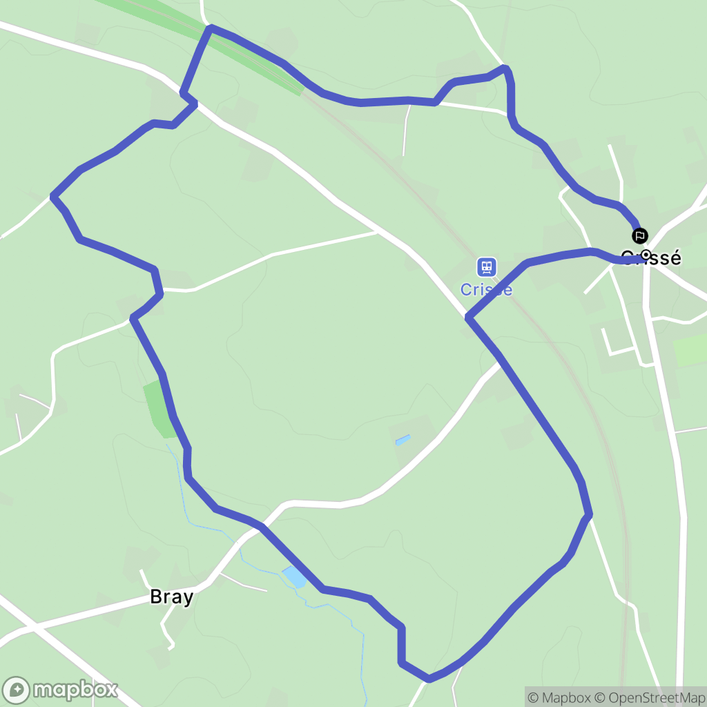 Crissé : carte du parcours de randonnée - France