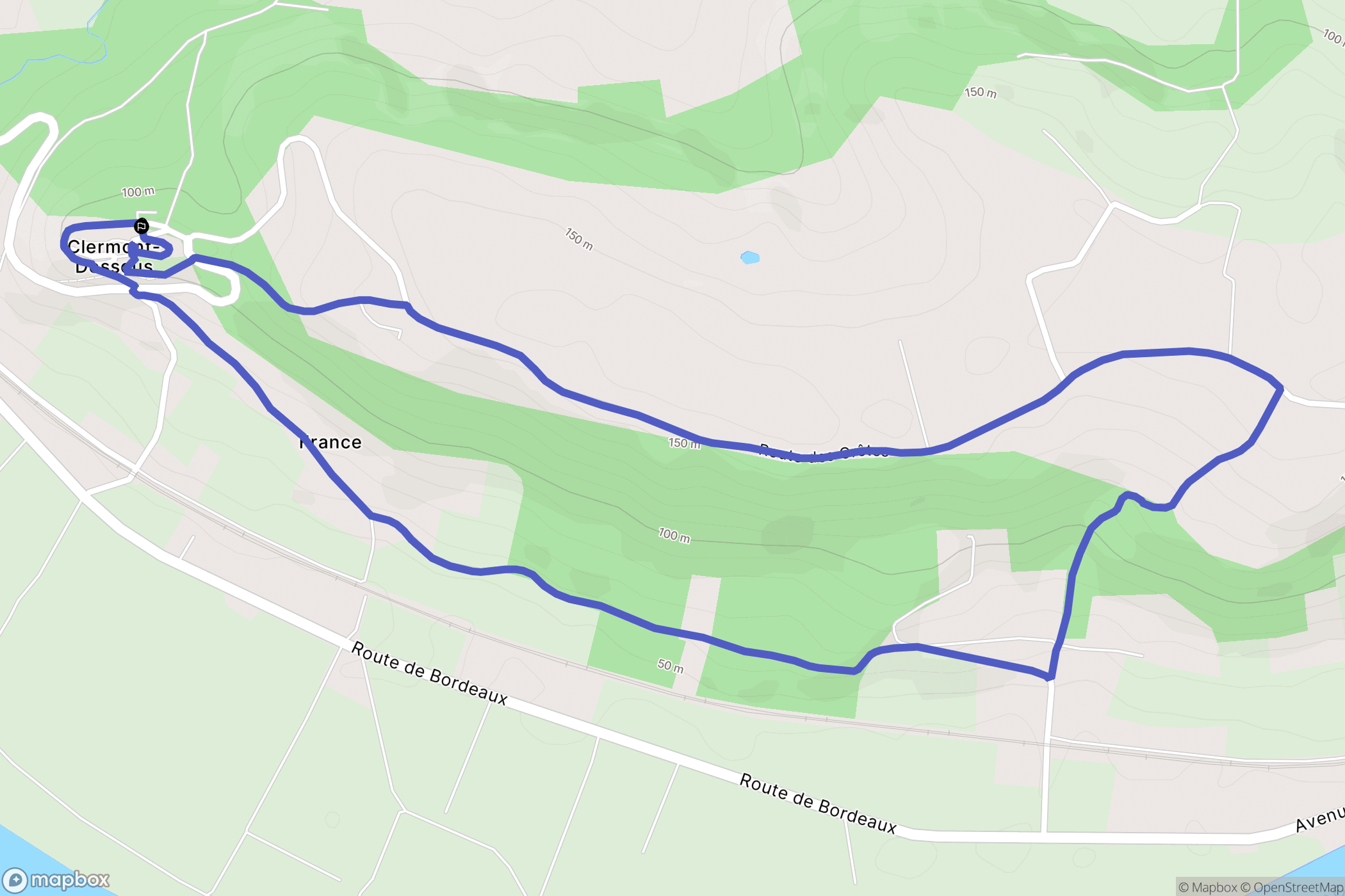 Clermont-Dessous : carte du parcours de randonnée - France