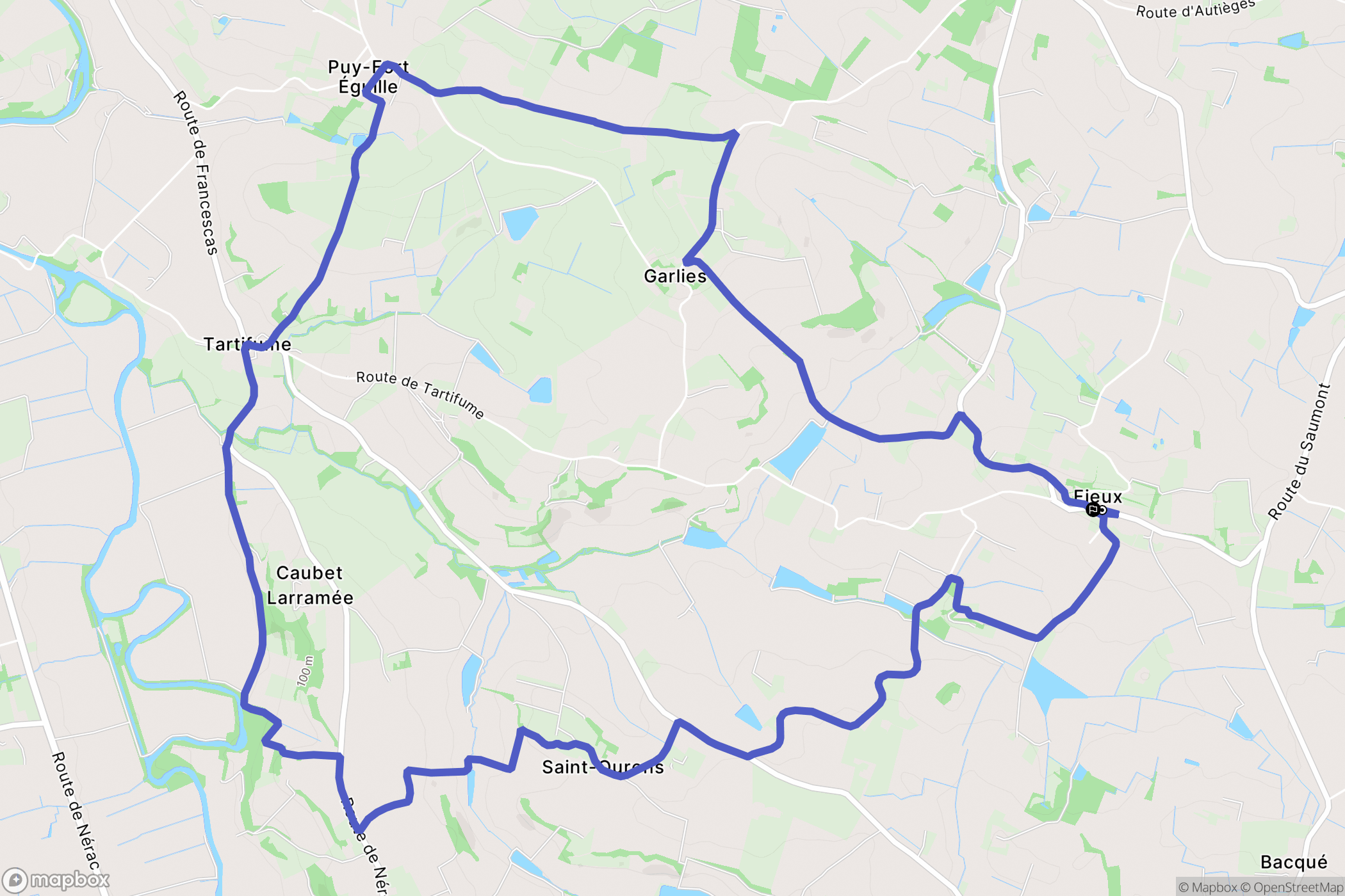 Fieux : carte du parcours de randonnée - France