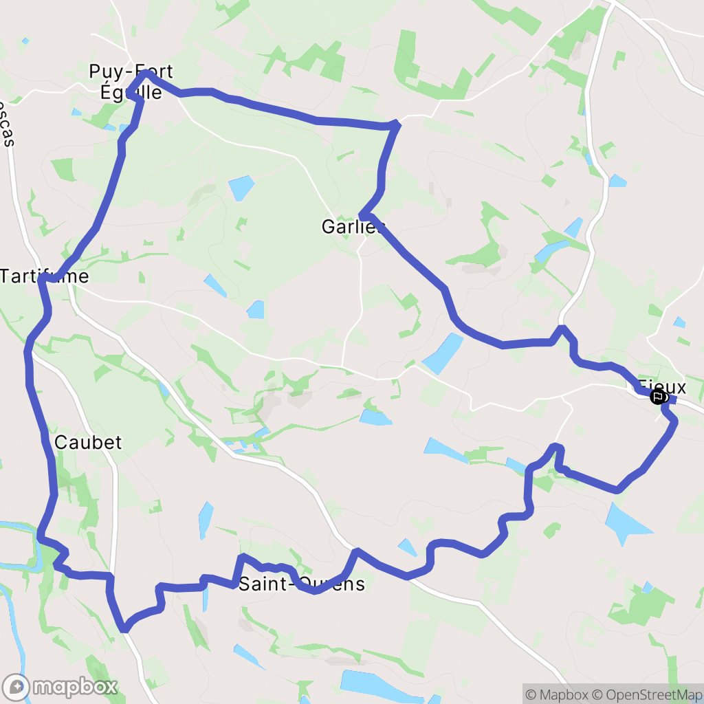 Fieux : carte du parcours de randonnée - France