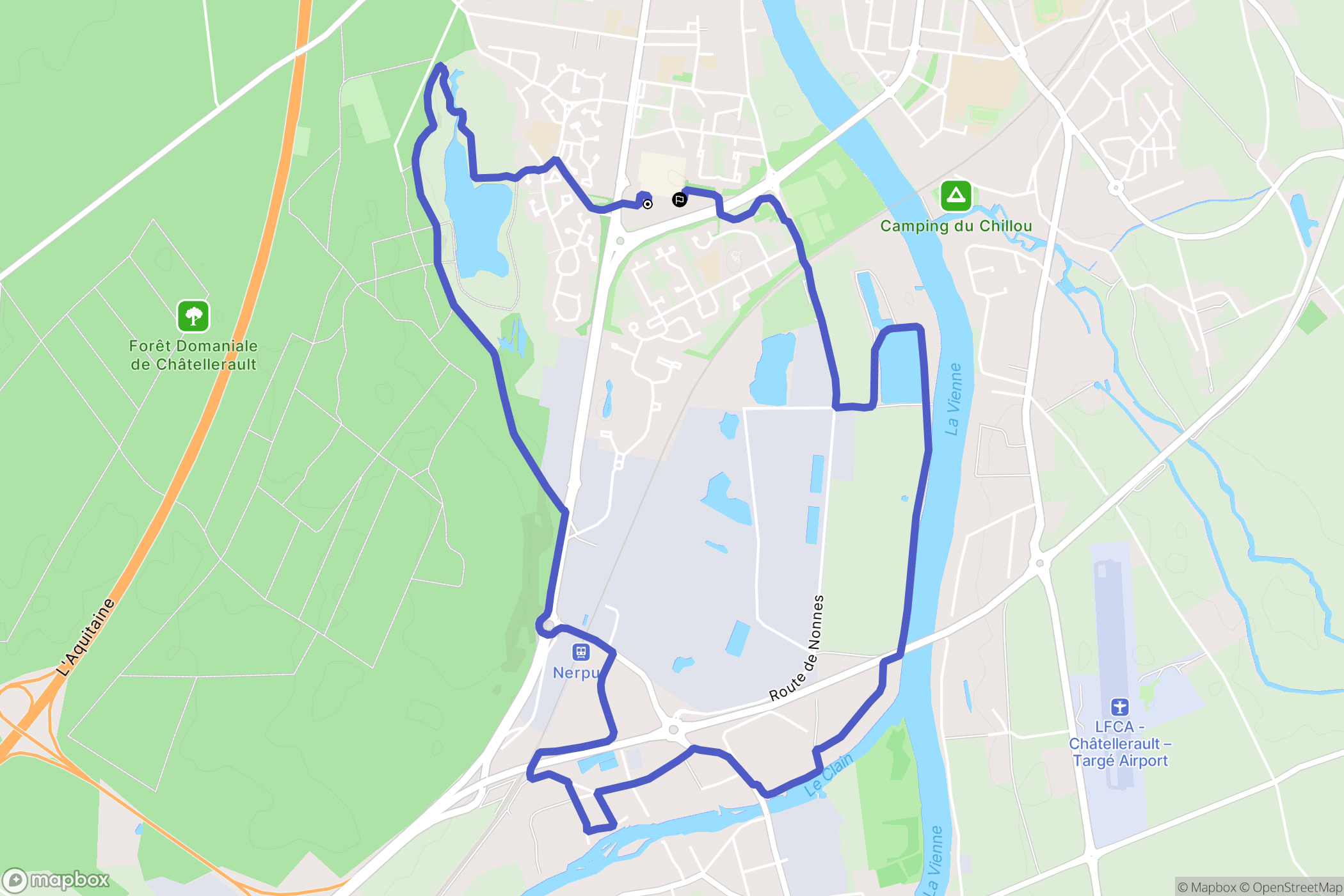 Châtellerault : carte du parcours de randonnée - France