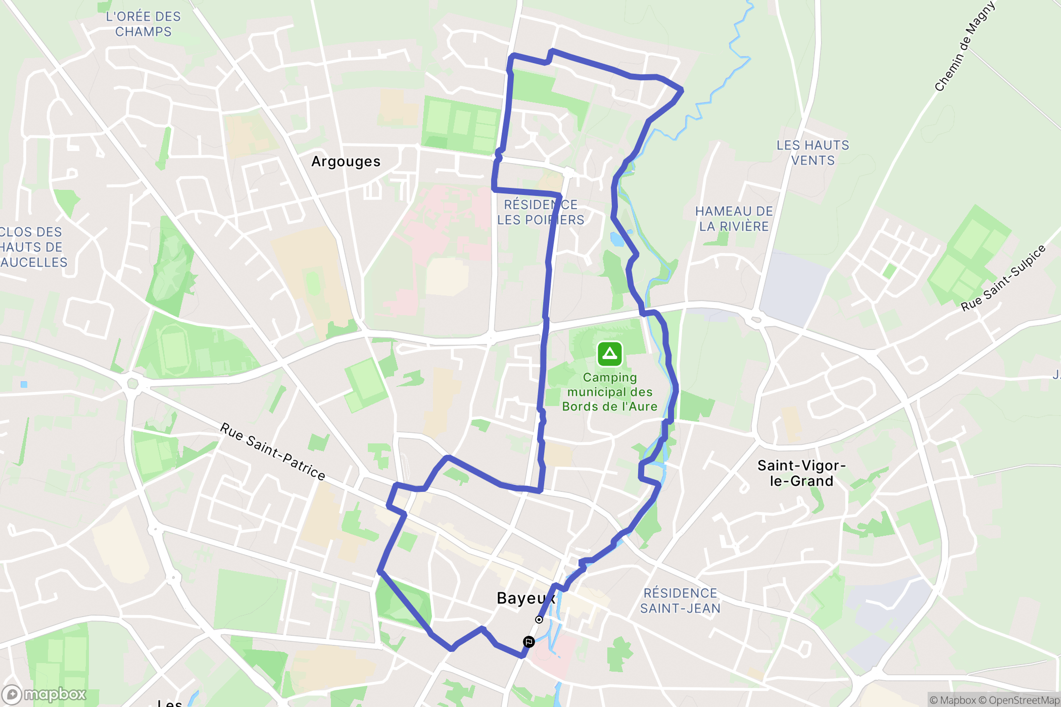 Bayeux : carte du parcours de randonnée - France