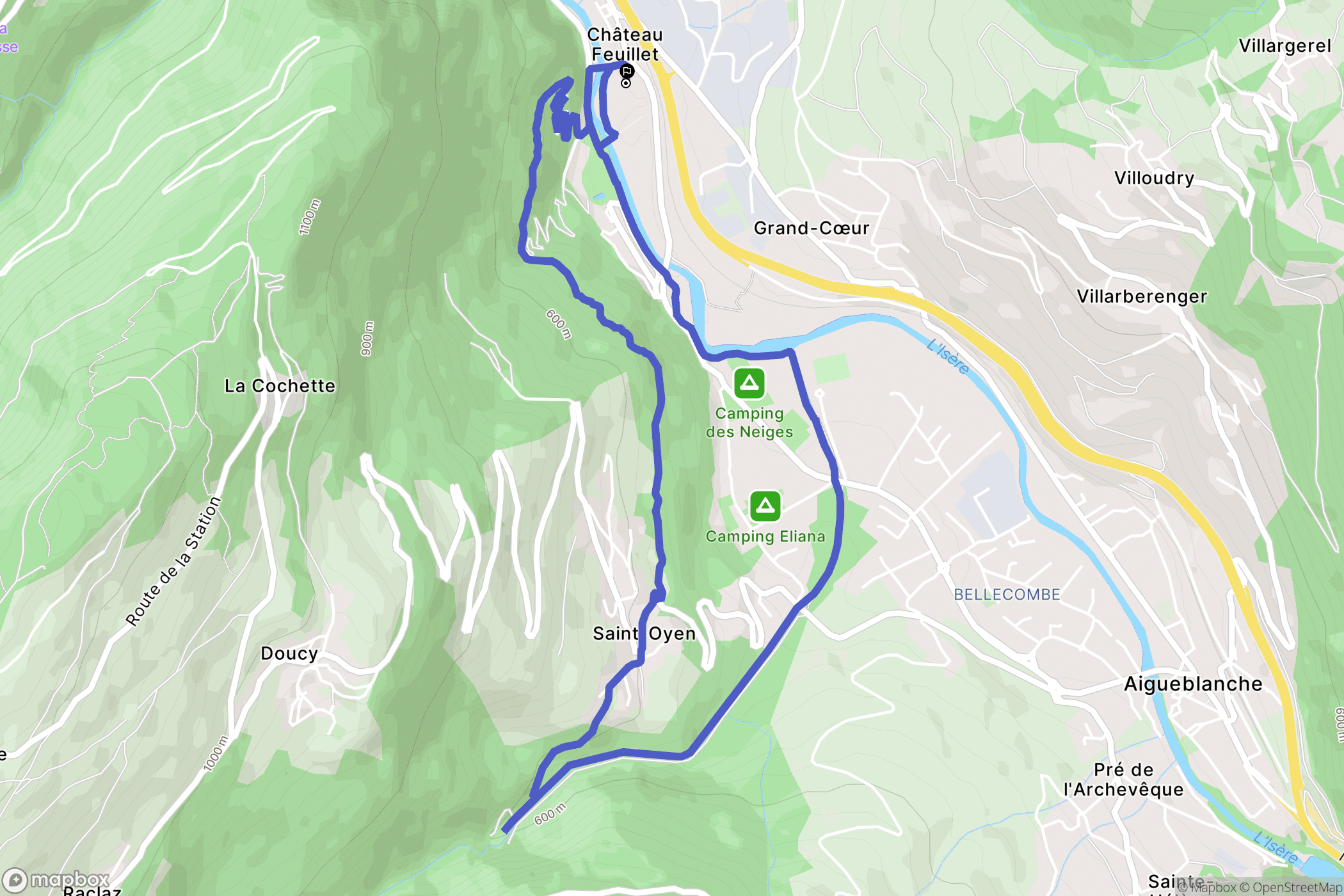 La Léchère : carte du parcours de randonnée - France