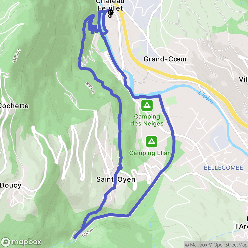 La Léchère : carte du parcours de randonnée - France