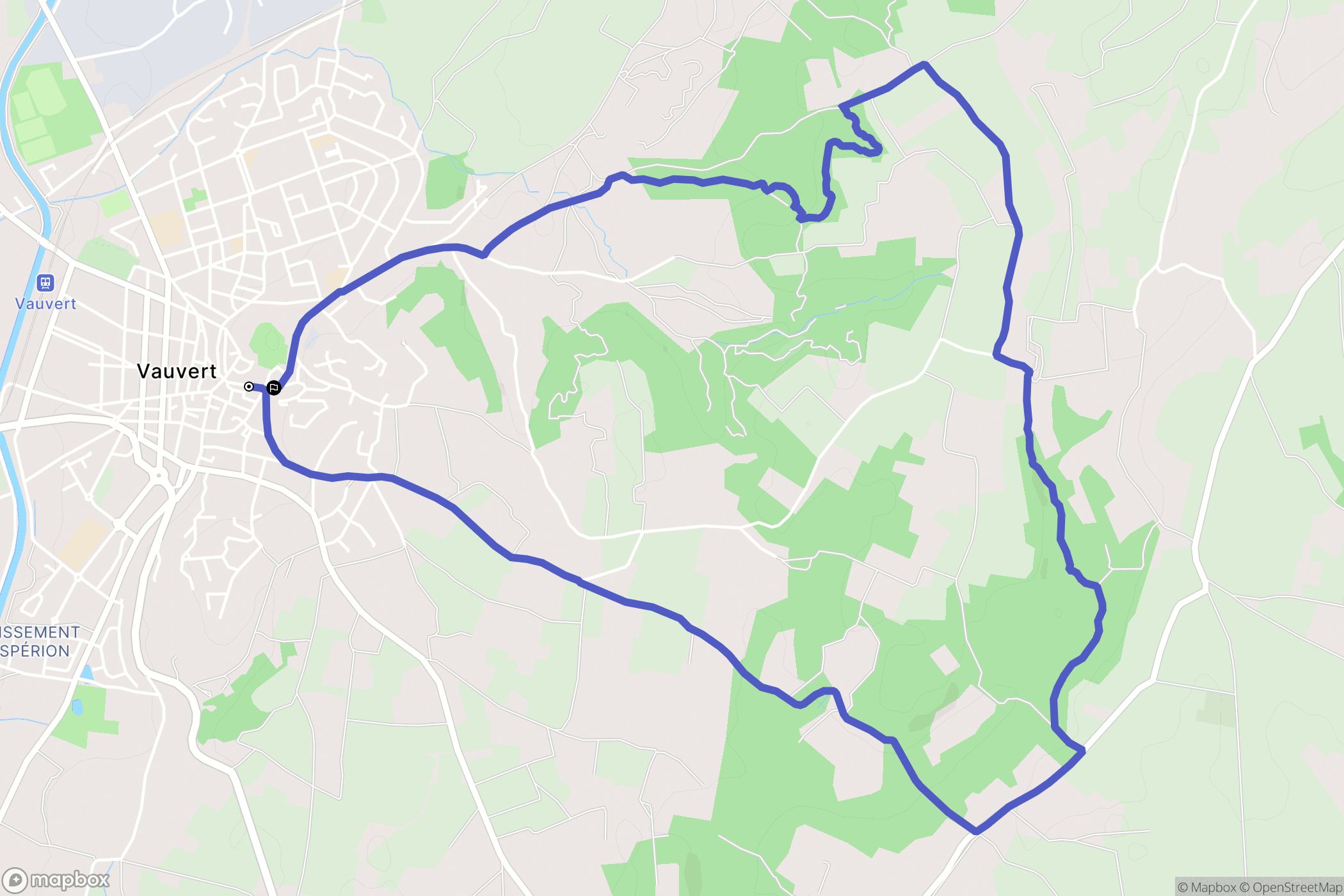 Vauvert : carte du parcours de randonnée - France