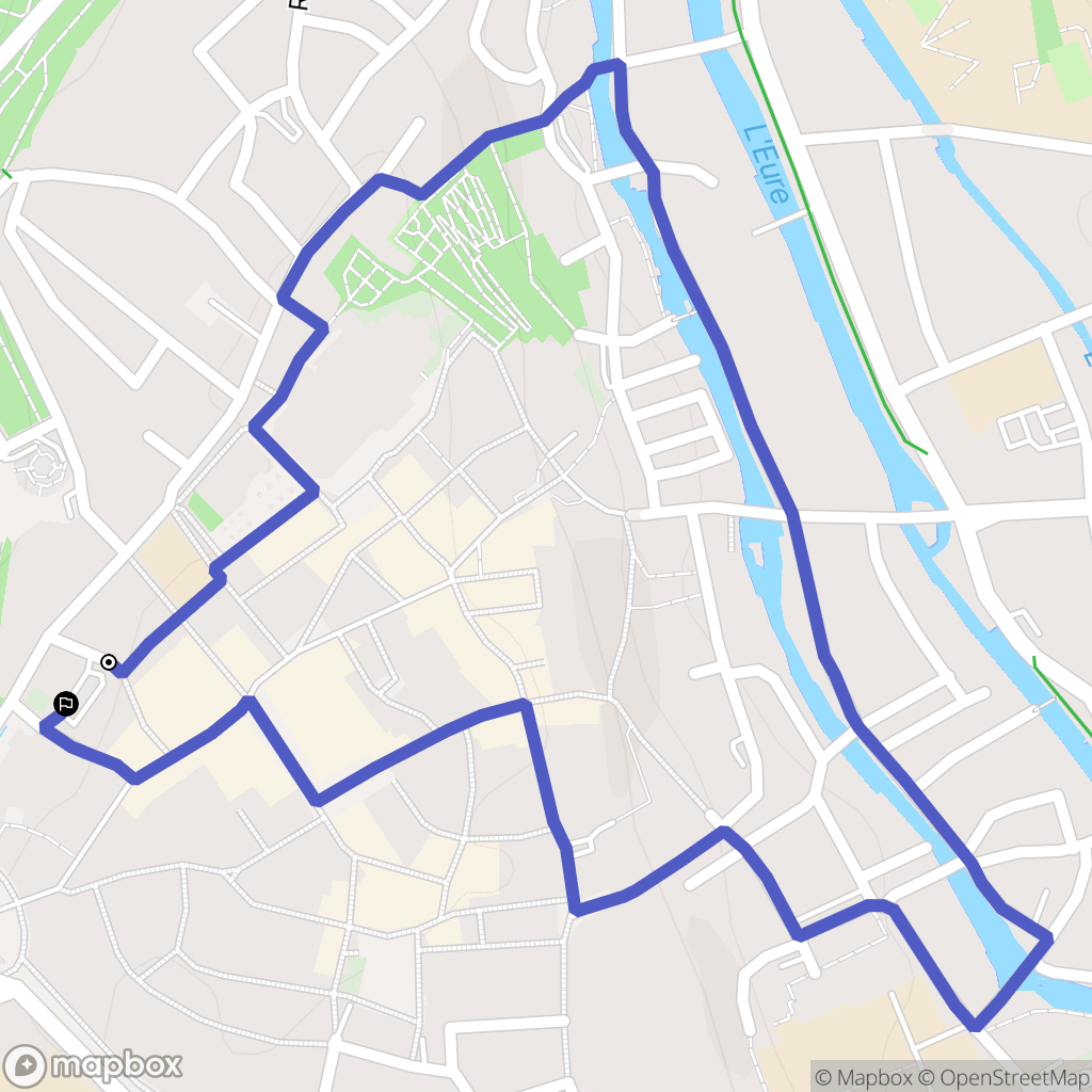 Chartres : carte du parcours de randonnée - France